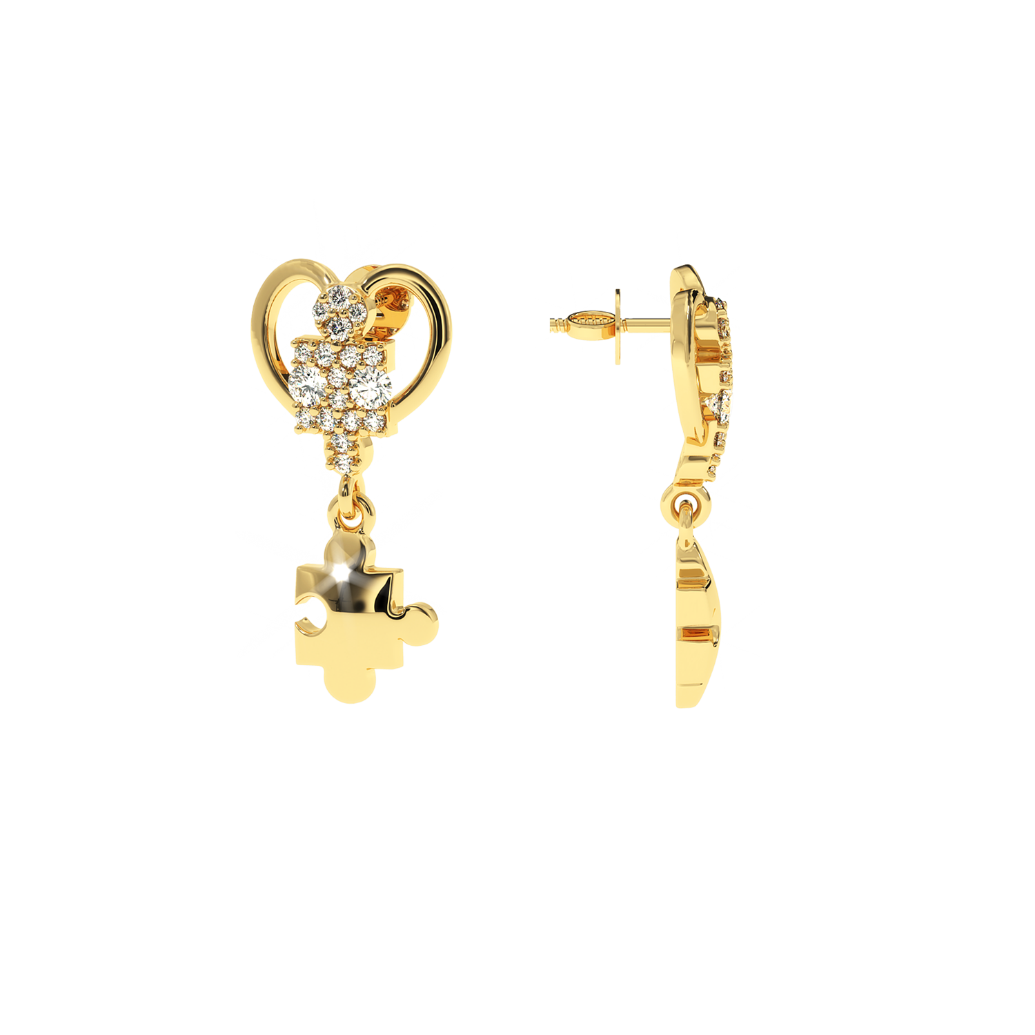 0.17 CT Lab Diamond Triple Heart Stud Earrings