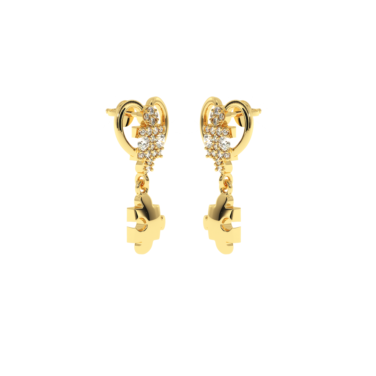 0.17 CT Lab Diamond Triple Heart Stud Earrings