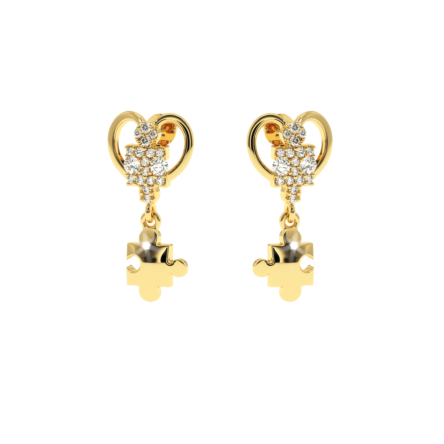 0.17 CT Lab Diamond Triple Heart Stud Earrings