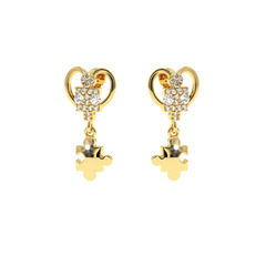 Puzzle Heart Drop Diamond Earrings | 0.17 CT Natural Diamonds | Unique Jewelry