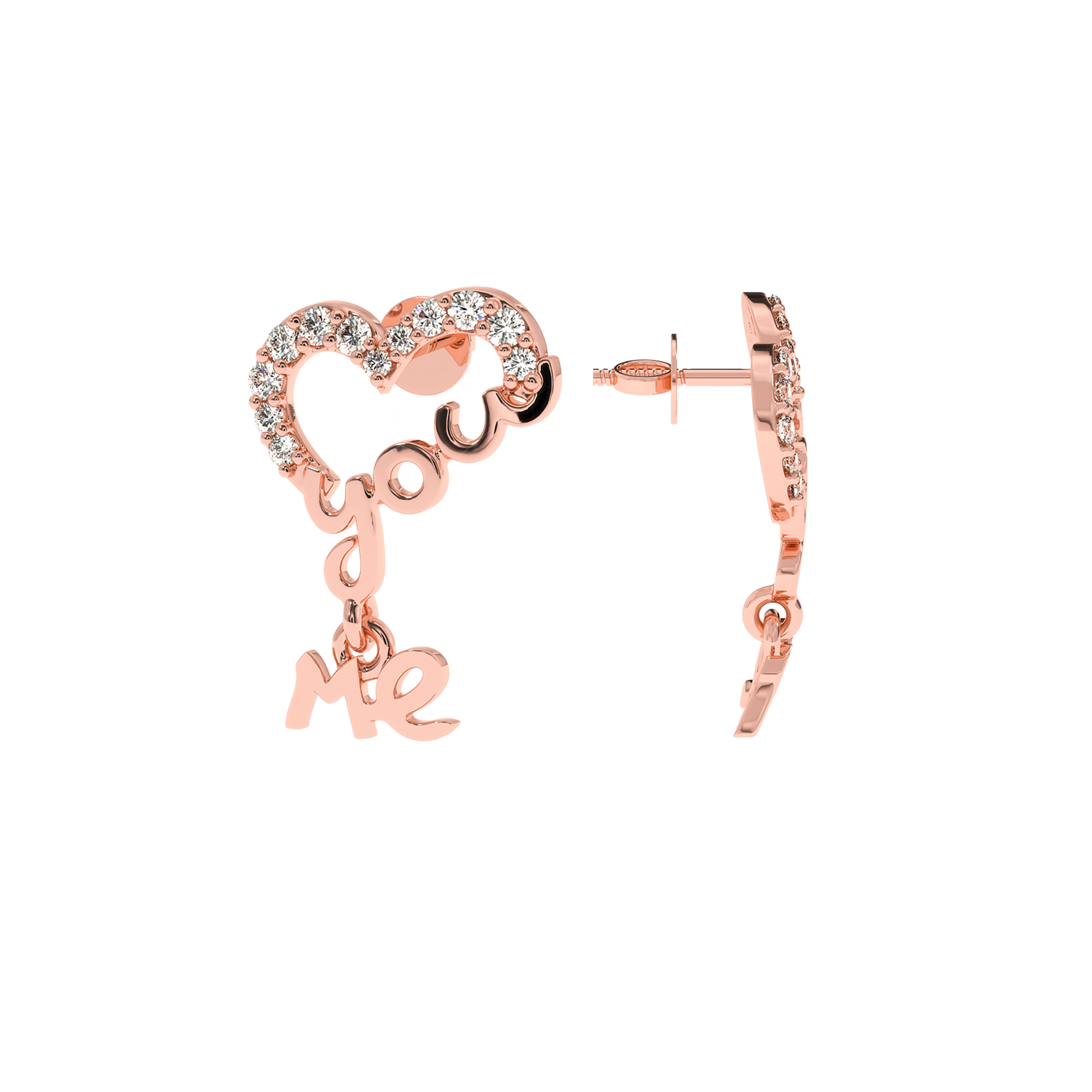 Buy You & Me Heart Diamond Earrings 0.2Ct | Solitairekart