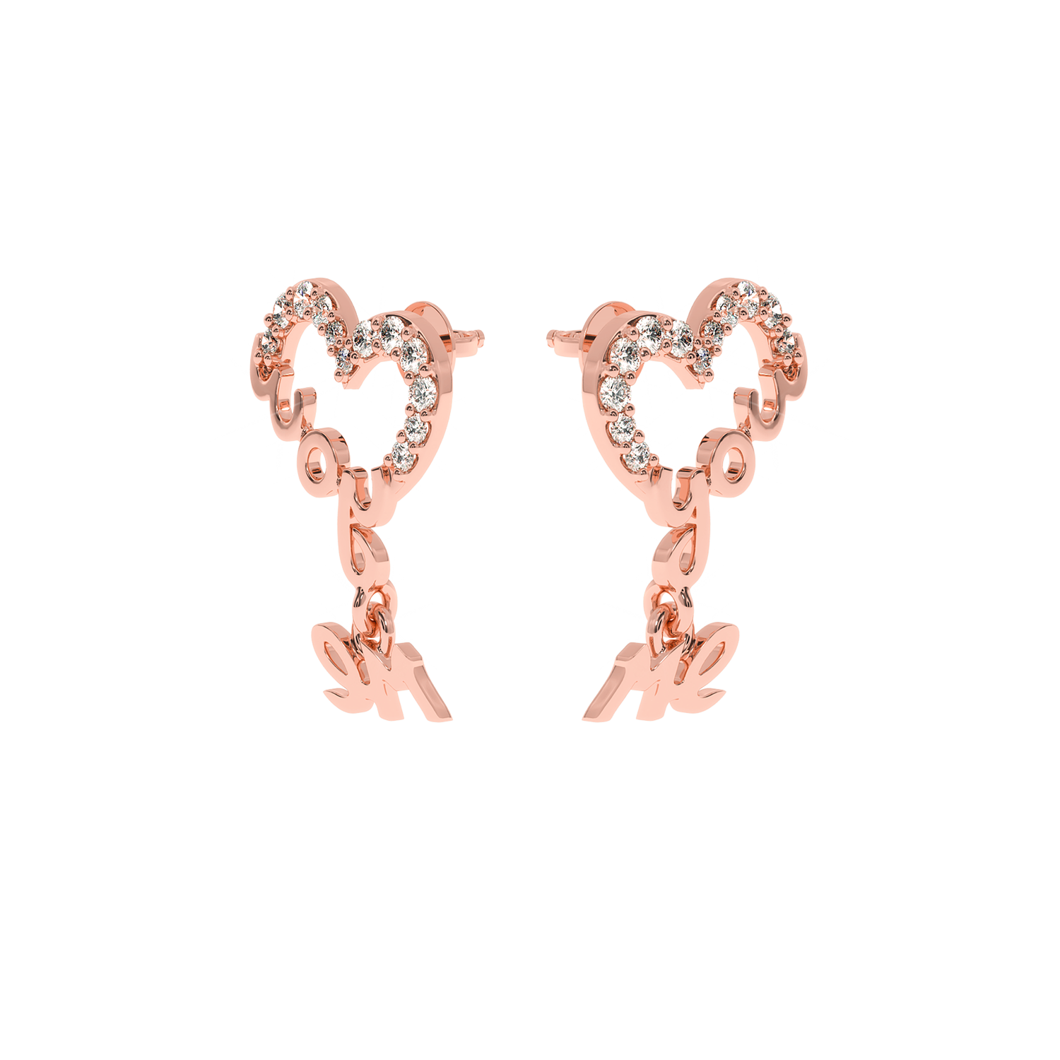 Buy You & Me Heart Diamond Earrings 0.2Ct | Solitairekart