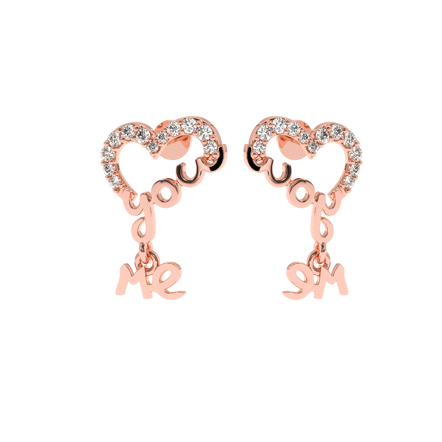 Buy You & Me Heart Diamond Earrings 0.2Ct | Solitairekart