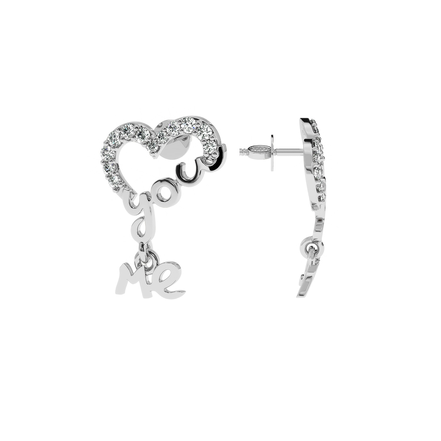 Buy You & Me Heart Diamond Earrings 0.2Ct | Solitairekart