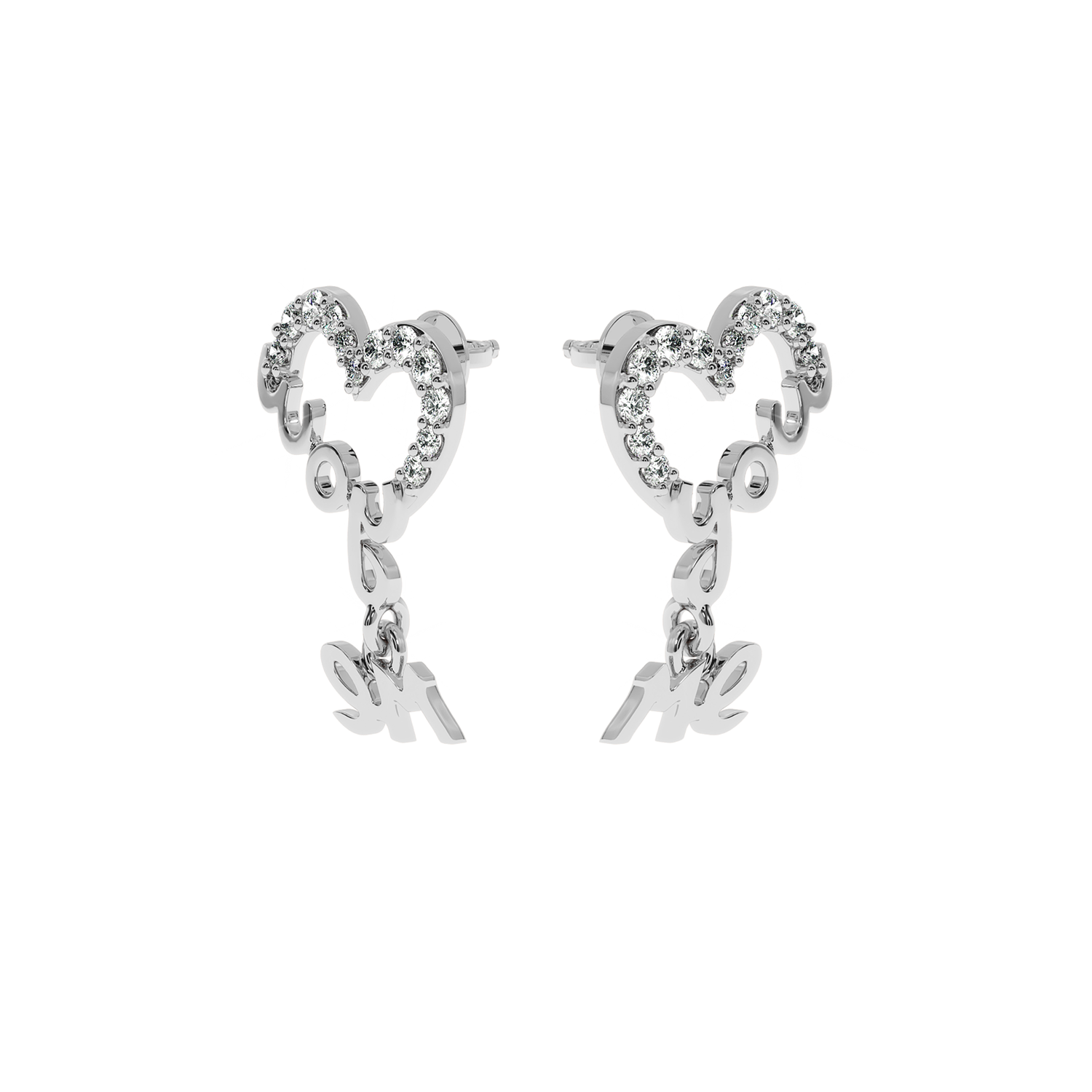 Buy You & Me Heart Diamond Earrings 0.2Ct | Solitairekart