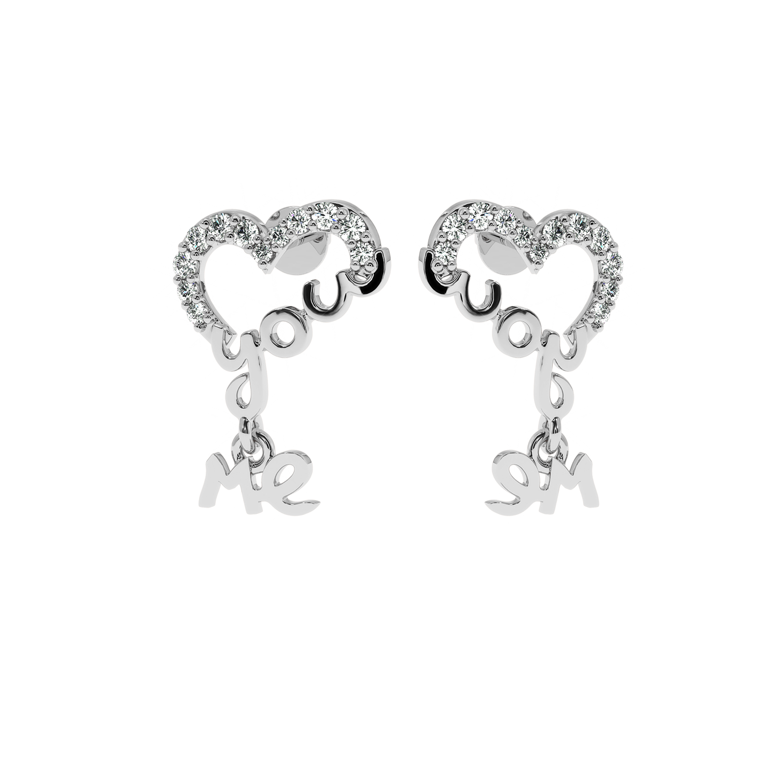 Buy You & Me Heart Diamond Earrings 0.2Ct | Solitairekart