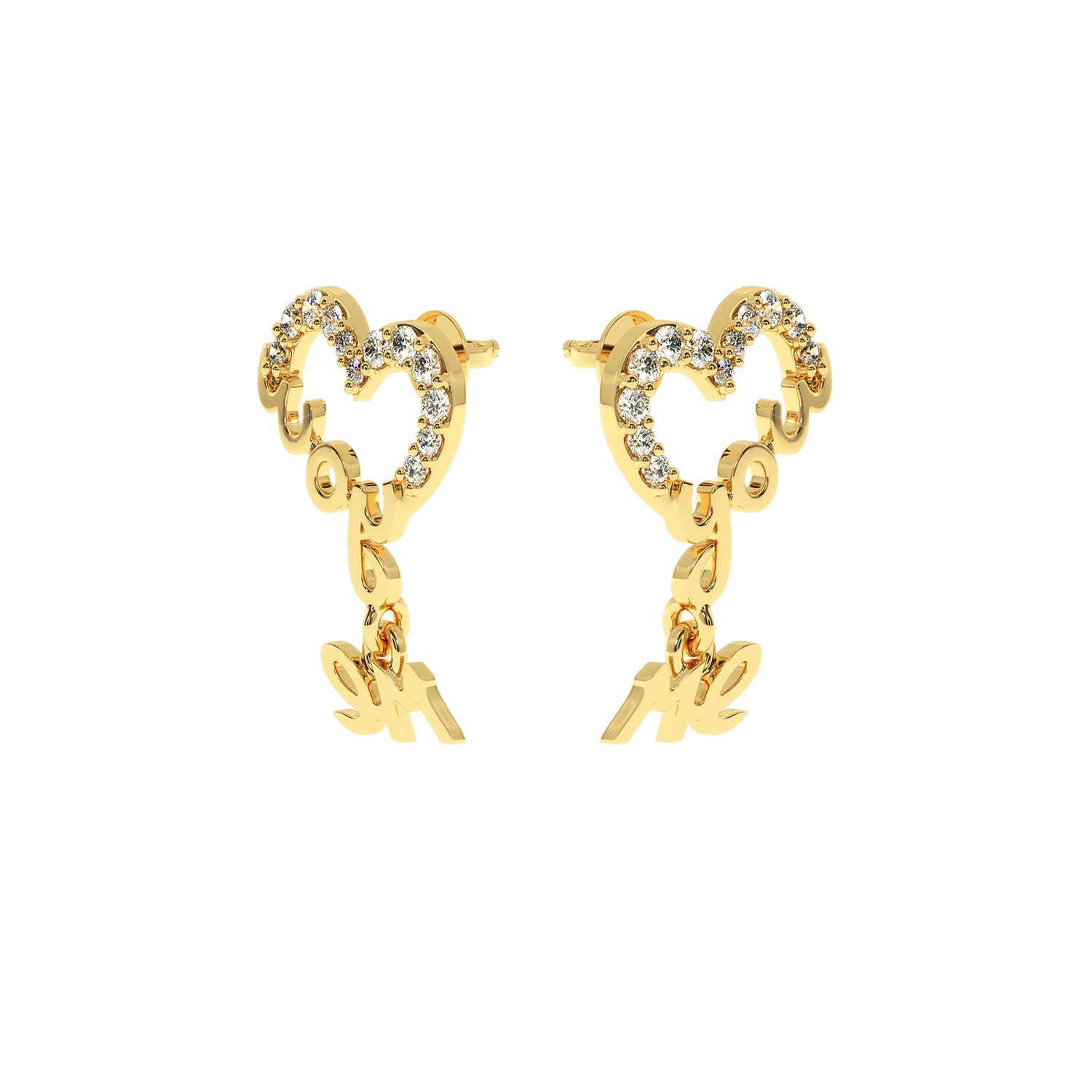 Buy You & Me Heart Diamond Earrings 0.2Ct | Solitairekart