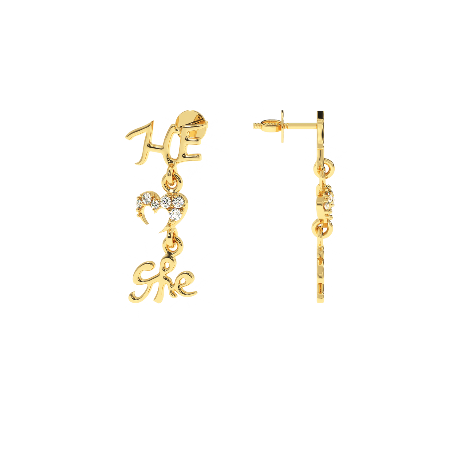 Buy He & She Heart Diamond Earrings 0.08Ct | Solitairekart