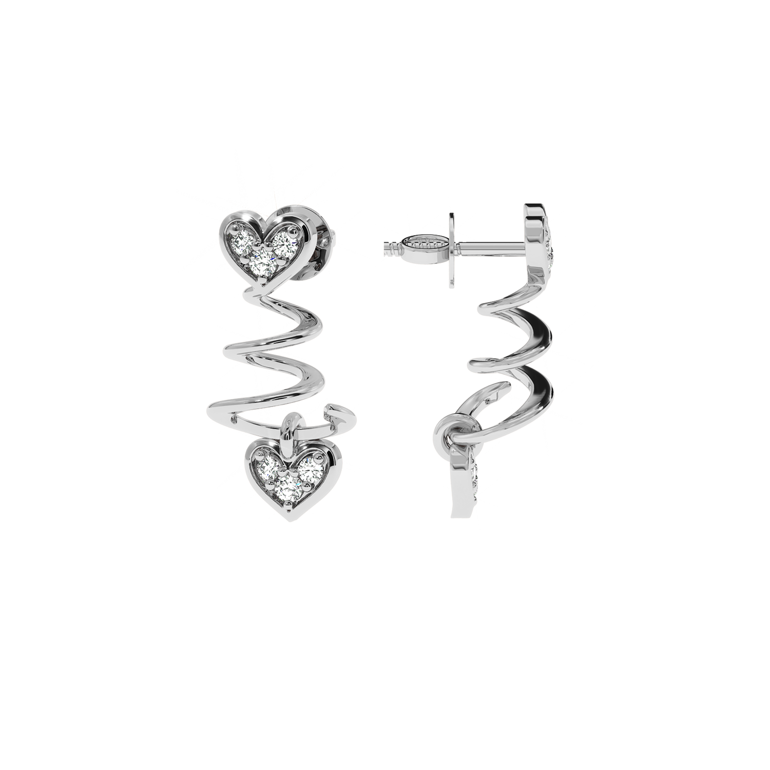 Buy Twisted Heart Diamond Earrings 0.09Ct | Solitairekart