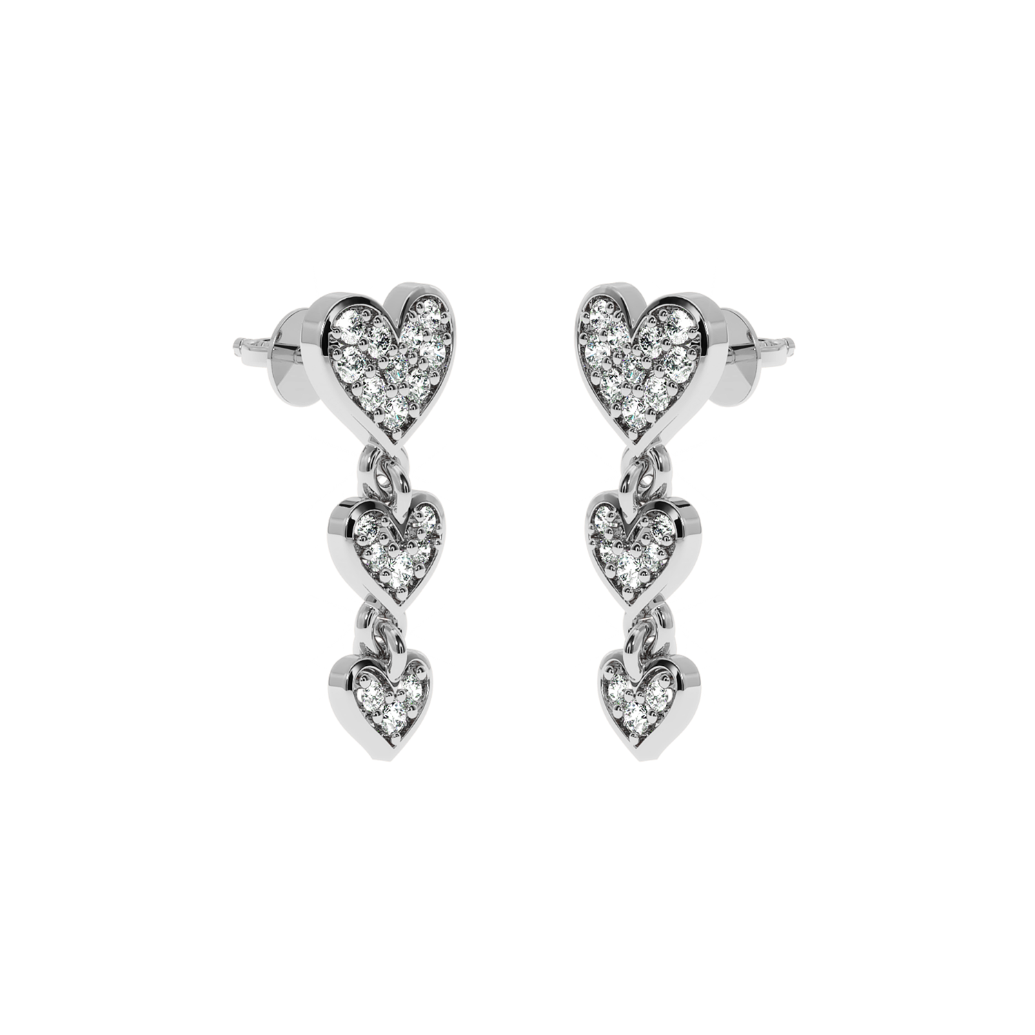 Buy Triple Heart Diamond Earrings 0.28Ct | Solitairekart