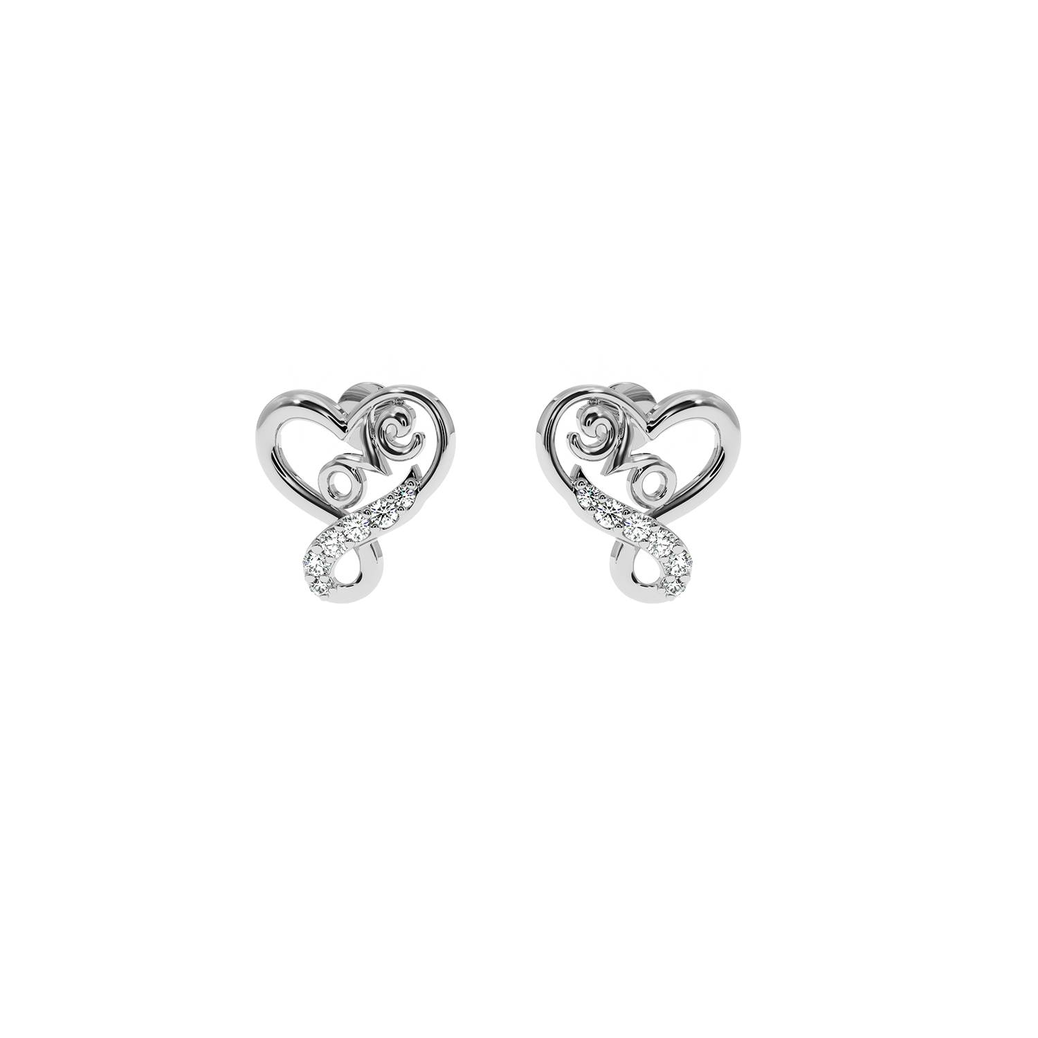 Buy Love Infinity Heart Diamond Earrings | Solitairekart