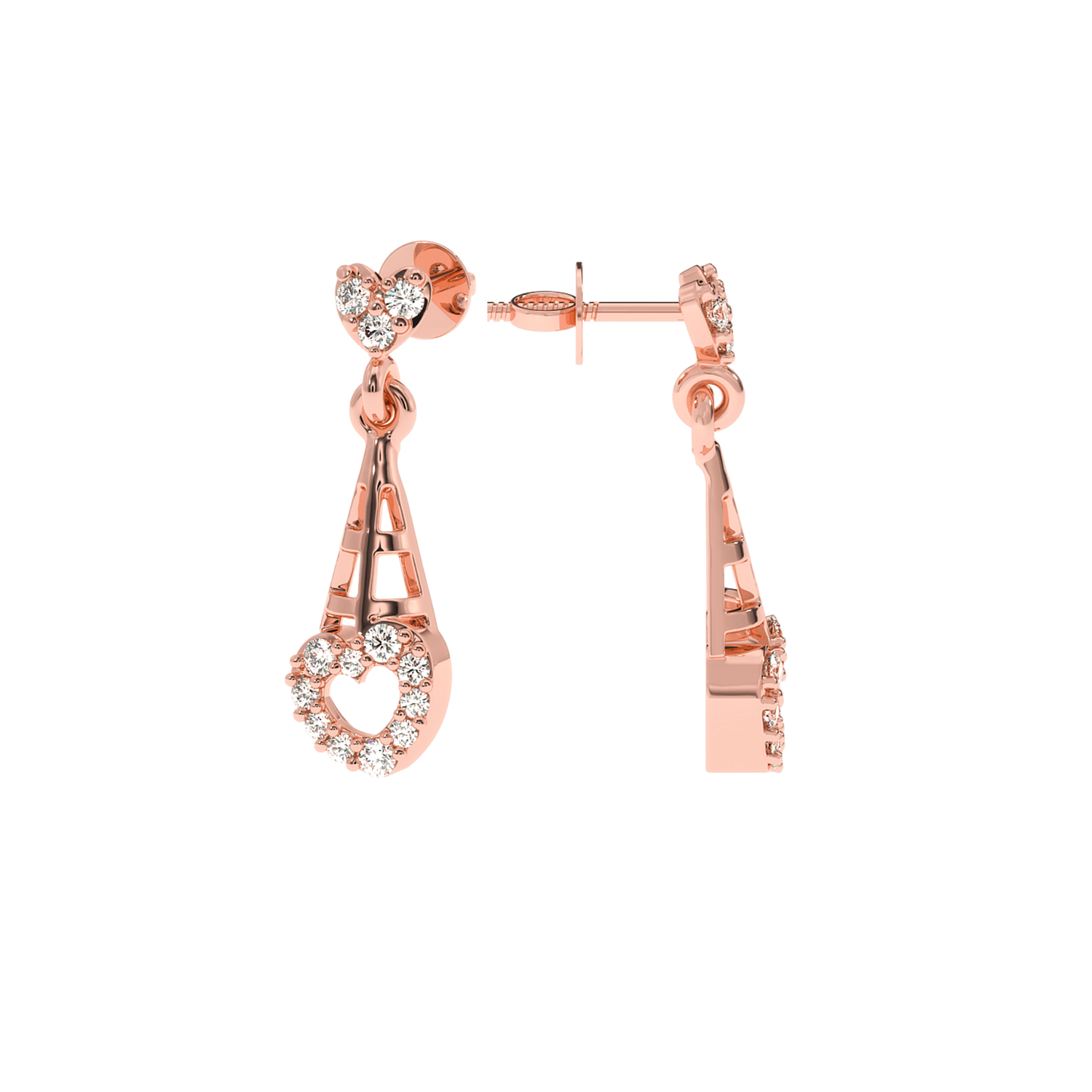 Buy Heart Ladder Natural Diamond Studs | Solitairekart