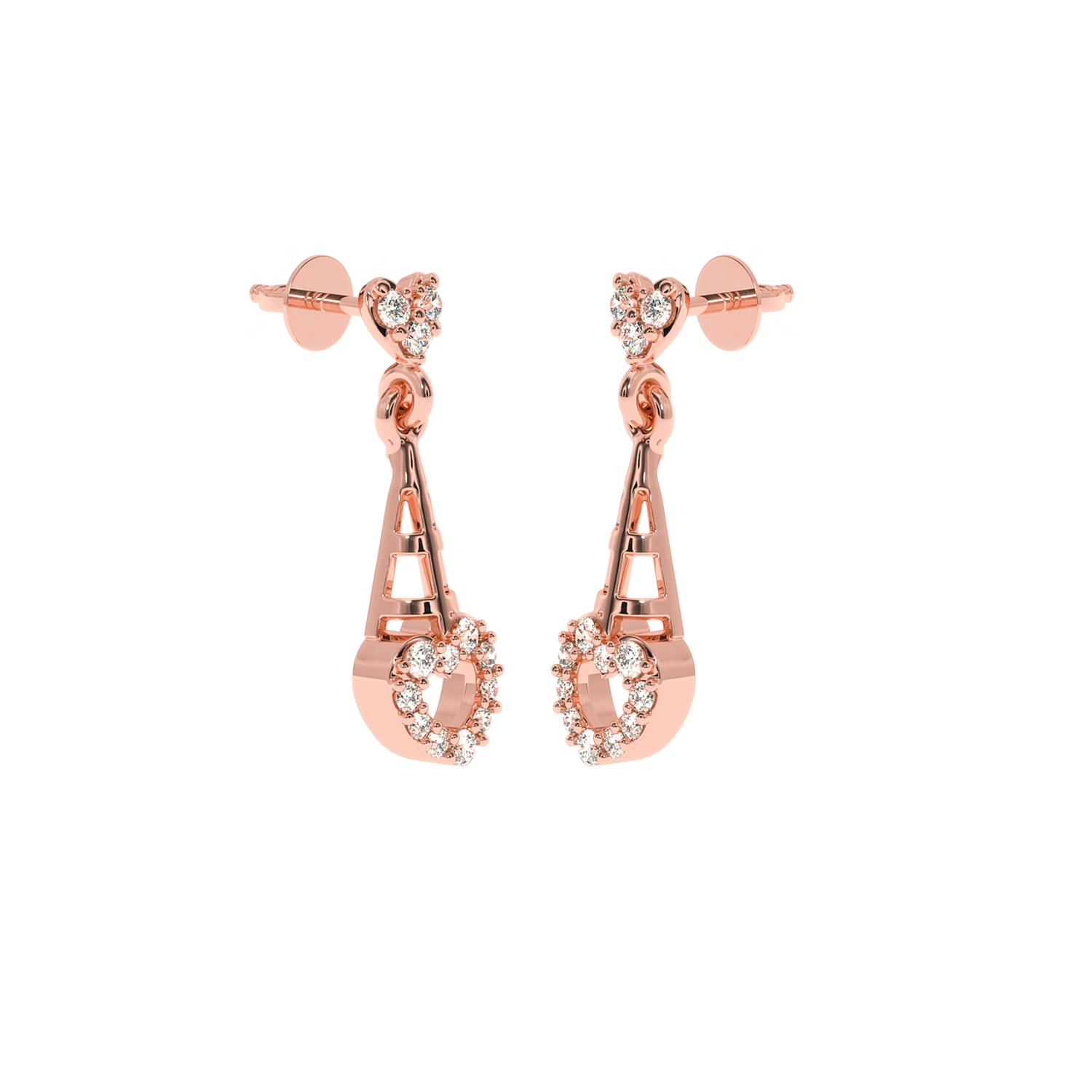 Buy Heart Ladder Natural Diamond Studs | Solitairekart