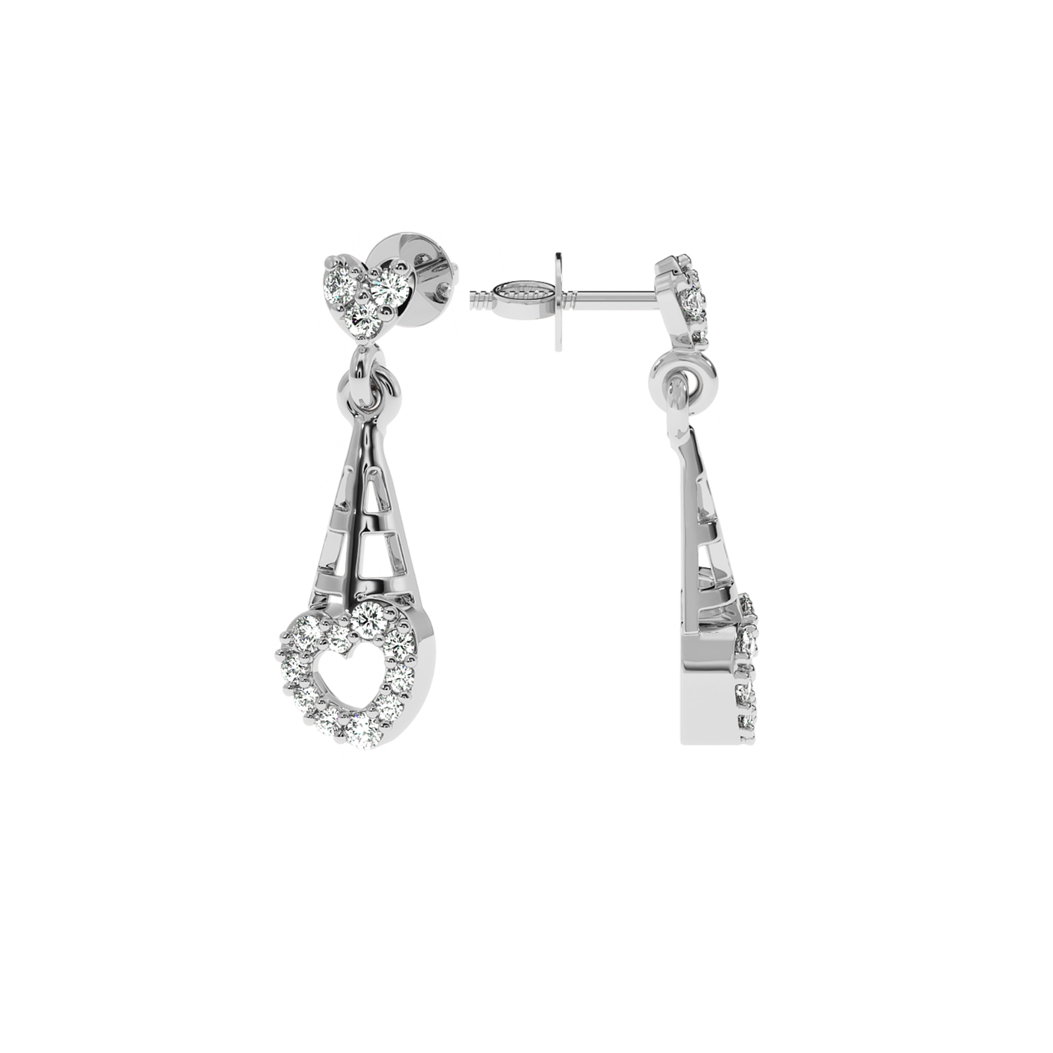 Buy Heart Ladder Natural Diamond Studs | Solitairekart