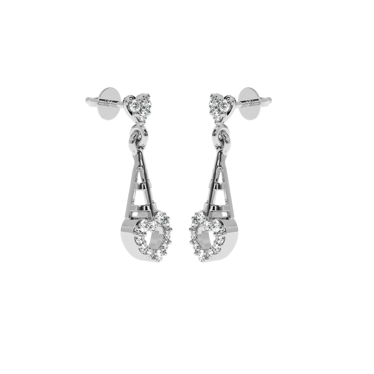 Buy Heart Ladder Natural Diamond Studs | Solitairekart