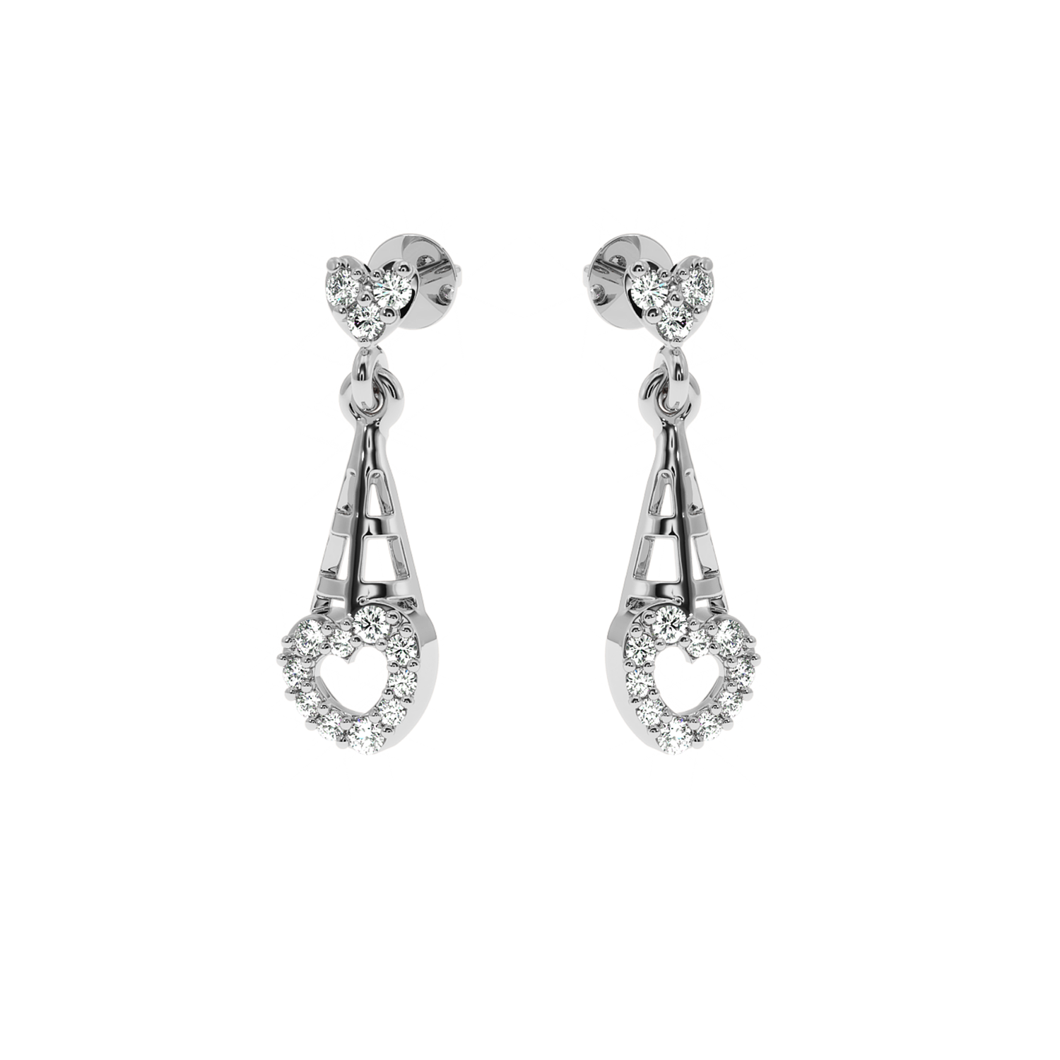 Elegant 0.19ct Lab Diamond Twisted Heart Drop Earrings