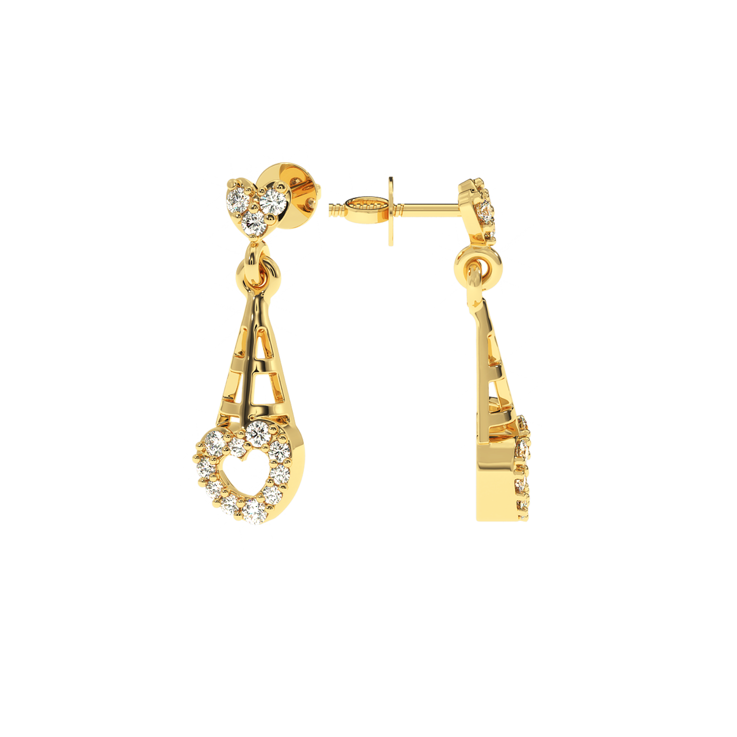 Elegant 0.19ct Lab Diamond Twisted Heart Drop Earrings