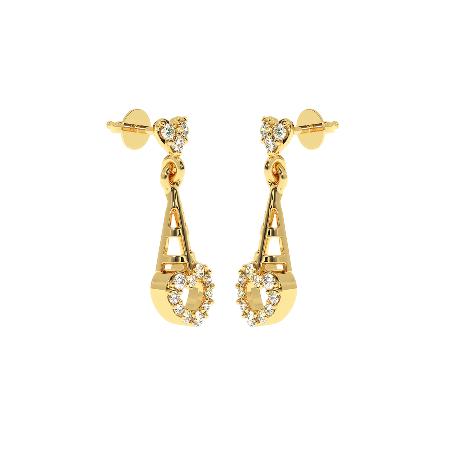 Buy Heart Ladder Natural Diamond Studs | Solitairekart