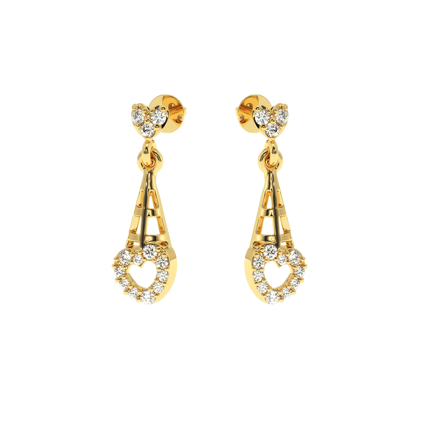 Buy Heart Ladder Natural Diamond Studs | Solitairekart