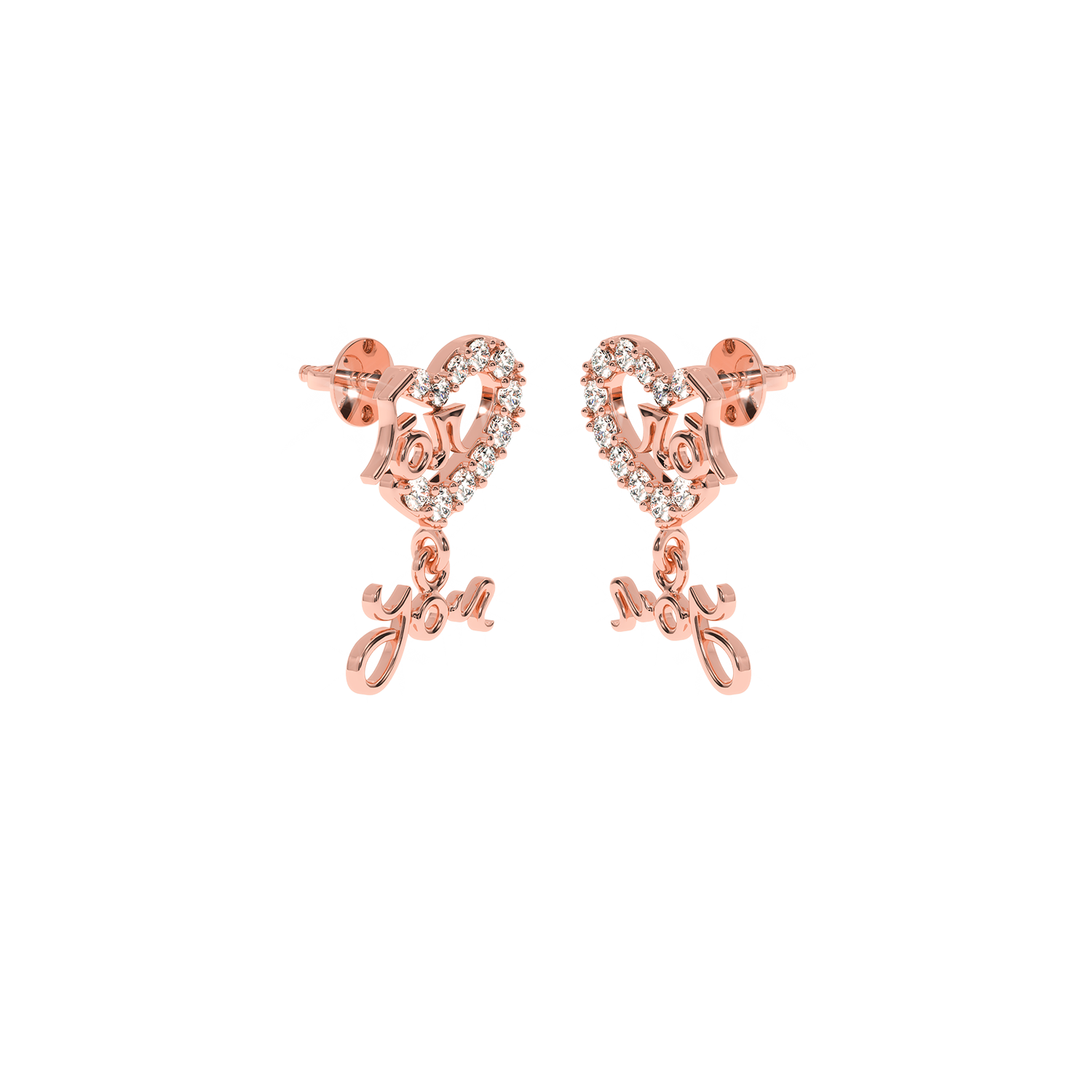 Buy I Love You Heart Diamond Earrings 0.19Ct | Solitairekart