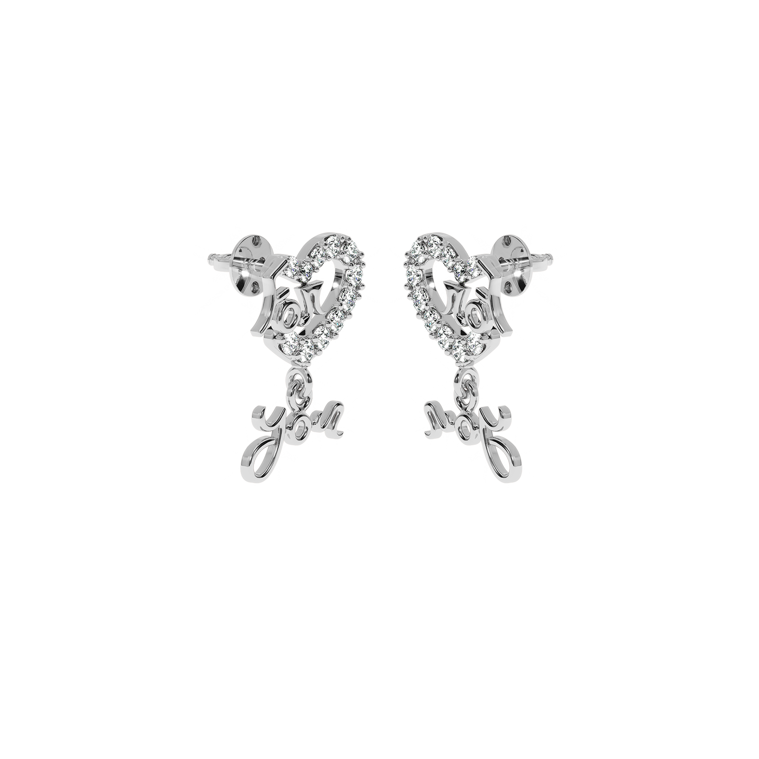 Buy I Love You Heart Diamond Earrings 0.19Ct | Solitairekart