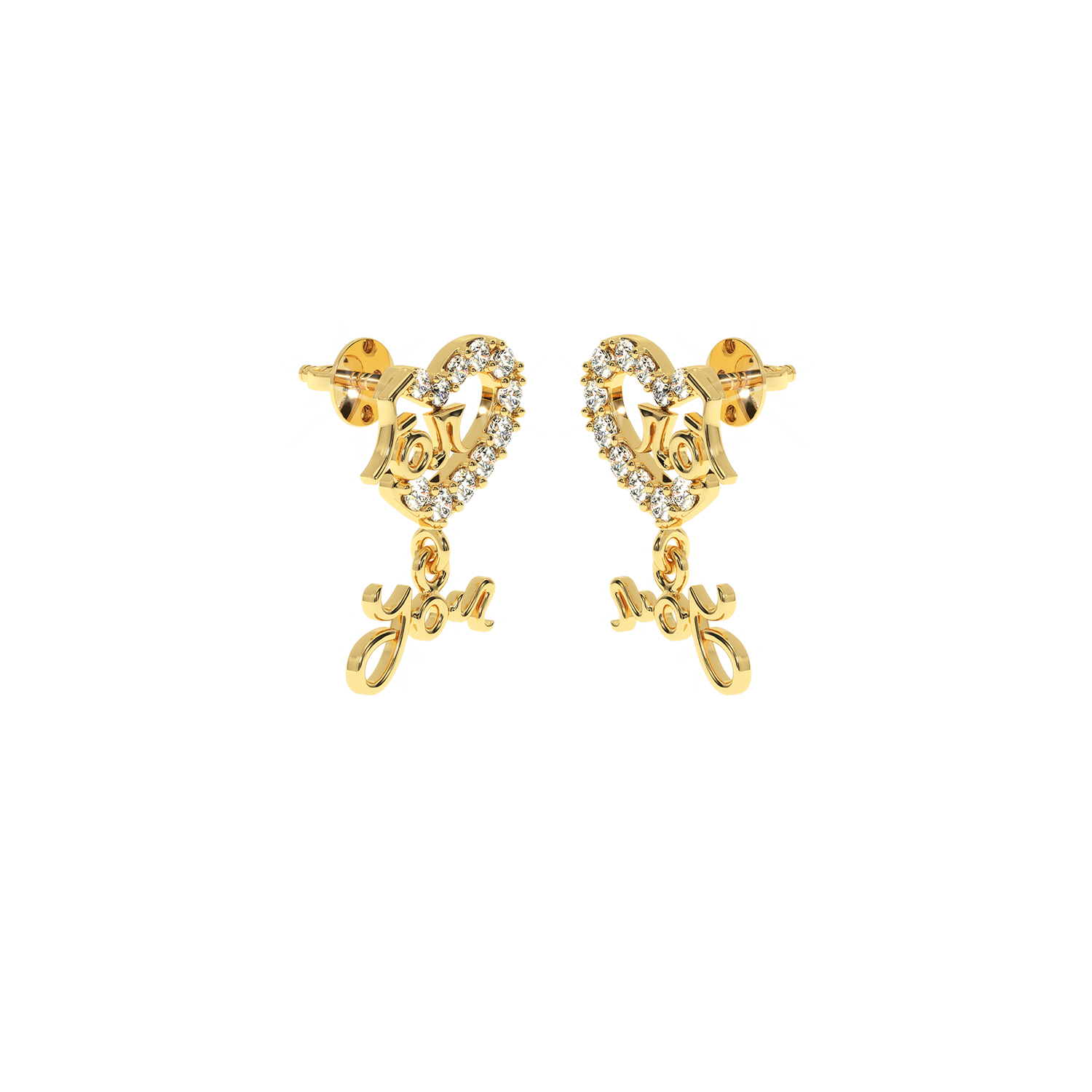 Buy I Love You Heart Diamond Earrings 0.19Ct | Solitairekart