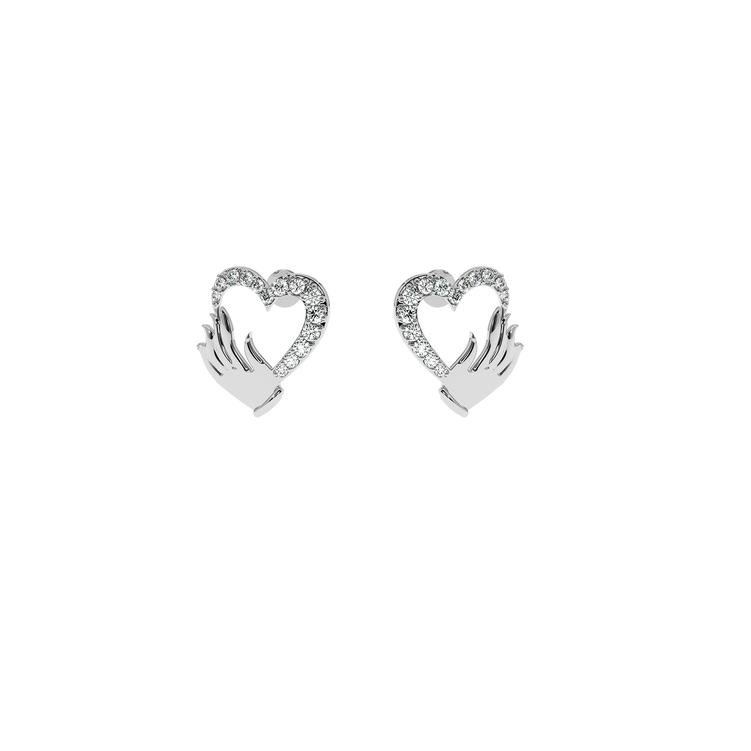 Buy Natural Diamond Hand Heart Earrings 0.3ct |Solitairekart