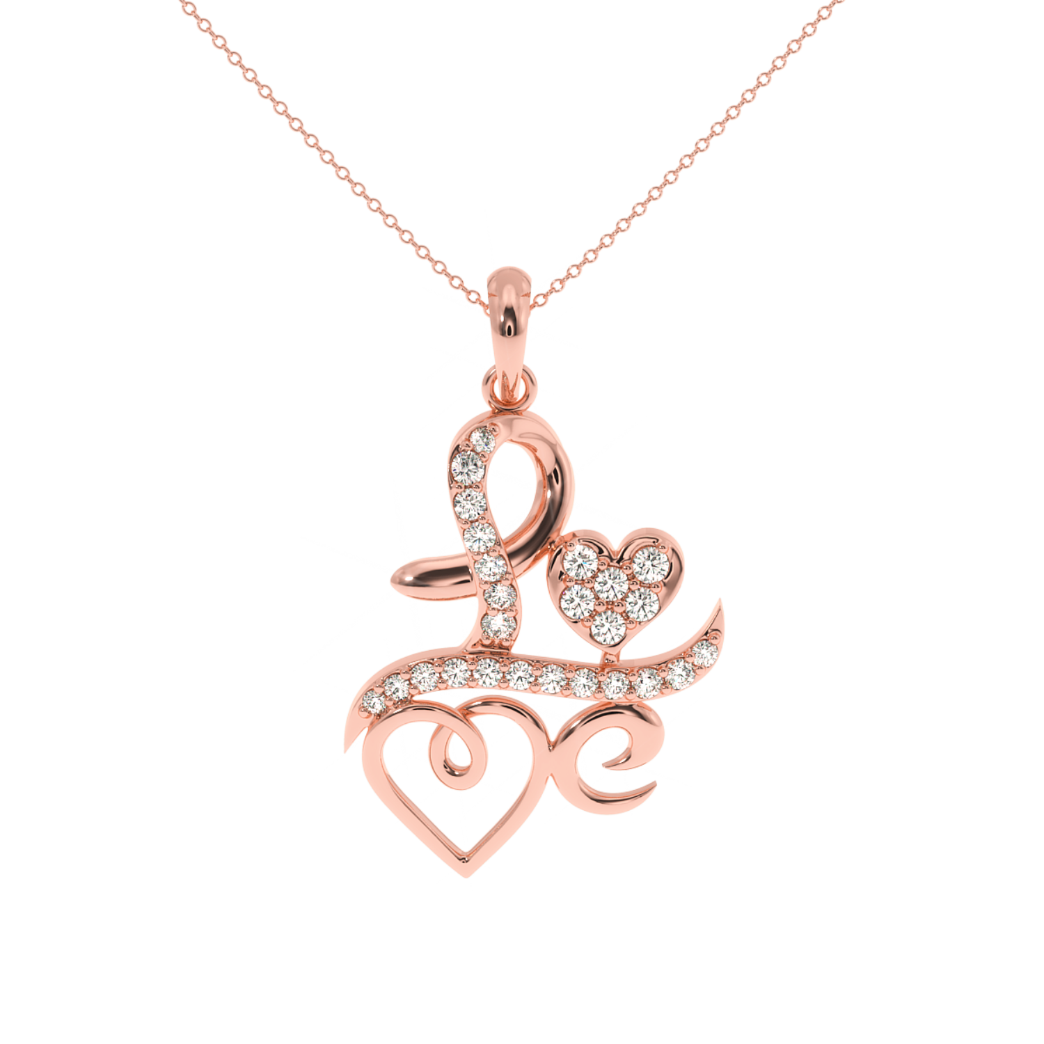Solitairekart Golden Love Script 0.24 Carat Lab Diamond Pendant