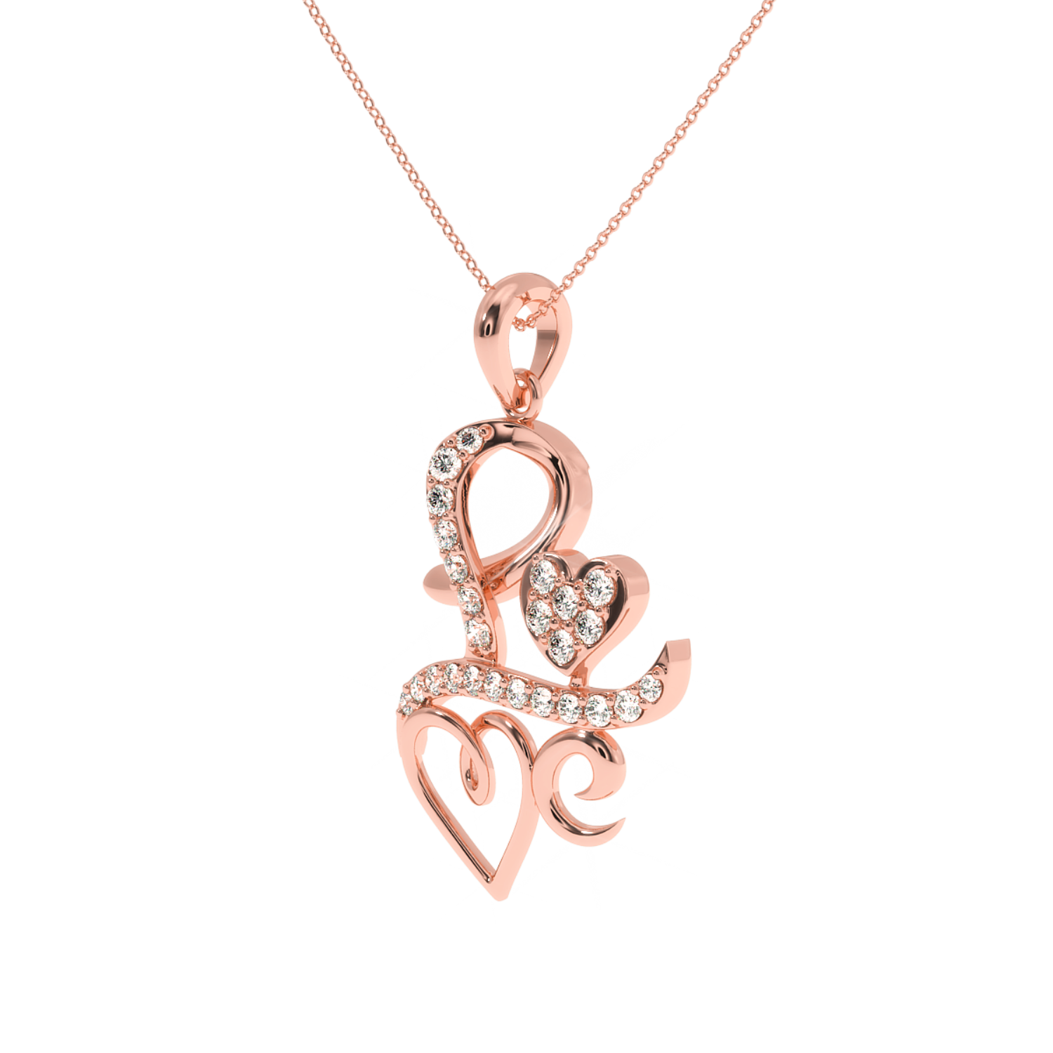 Solitairekart Golden Love Script 0.24 Carat Lab Diamond Pendant