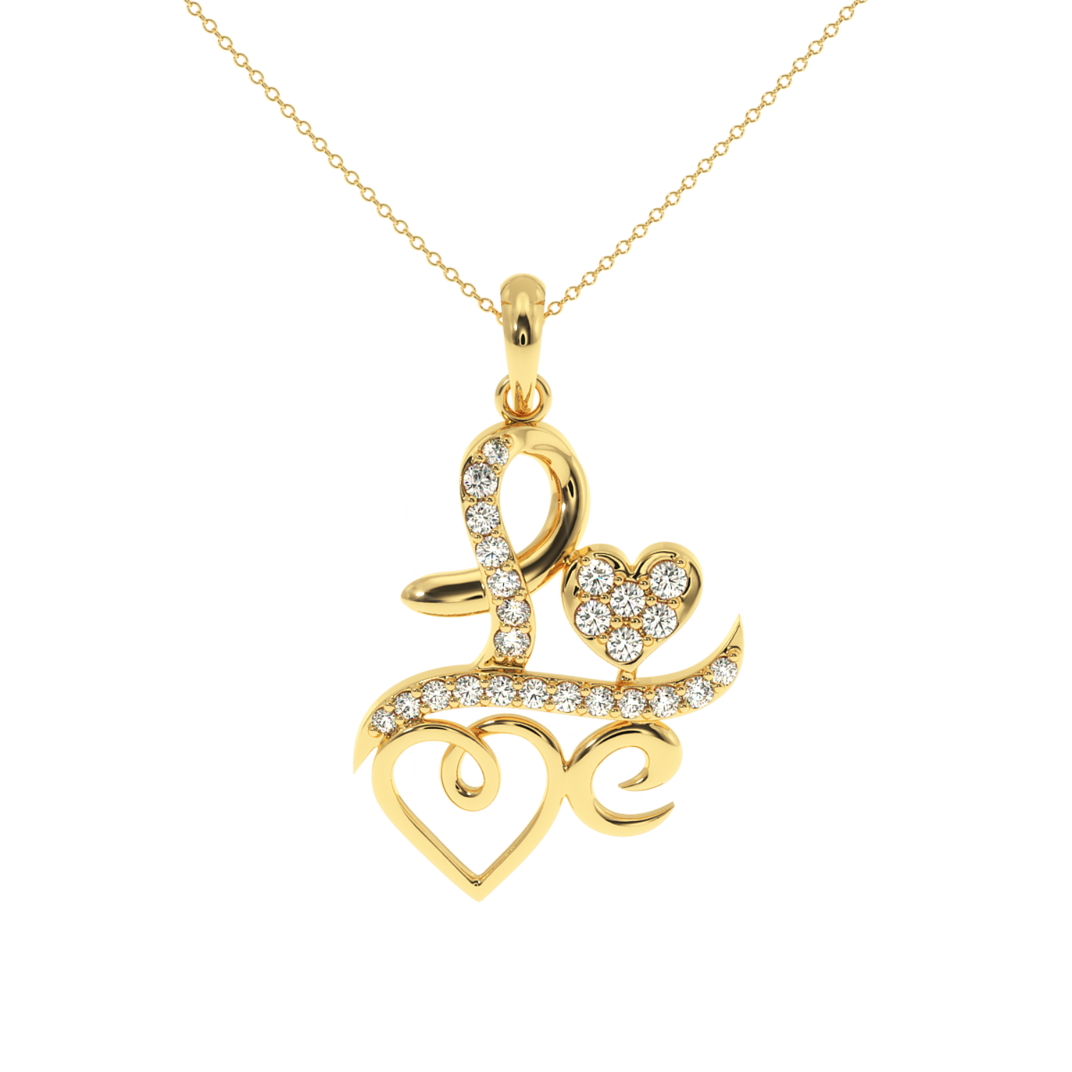 Solitairekart Golden Love Script 0.24 Carat Lab Diamond Pendant