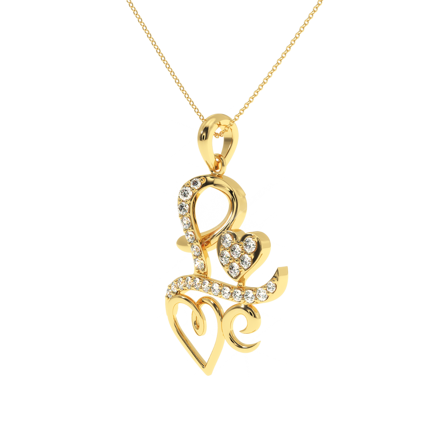 Solitairekart Golden Love Script 0.24 Carat Lab Diamond Pendant