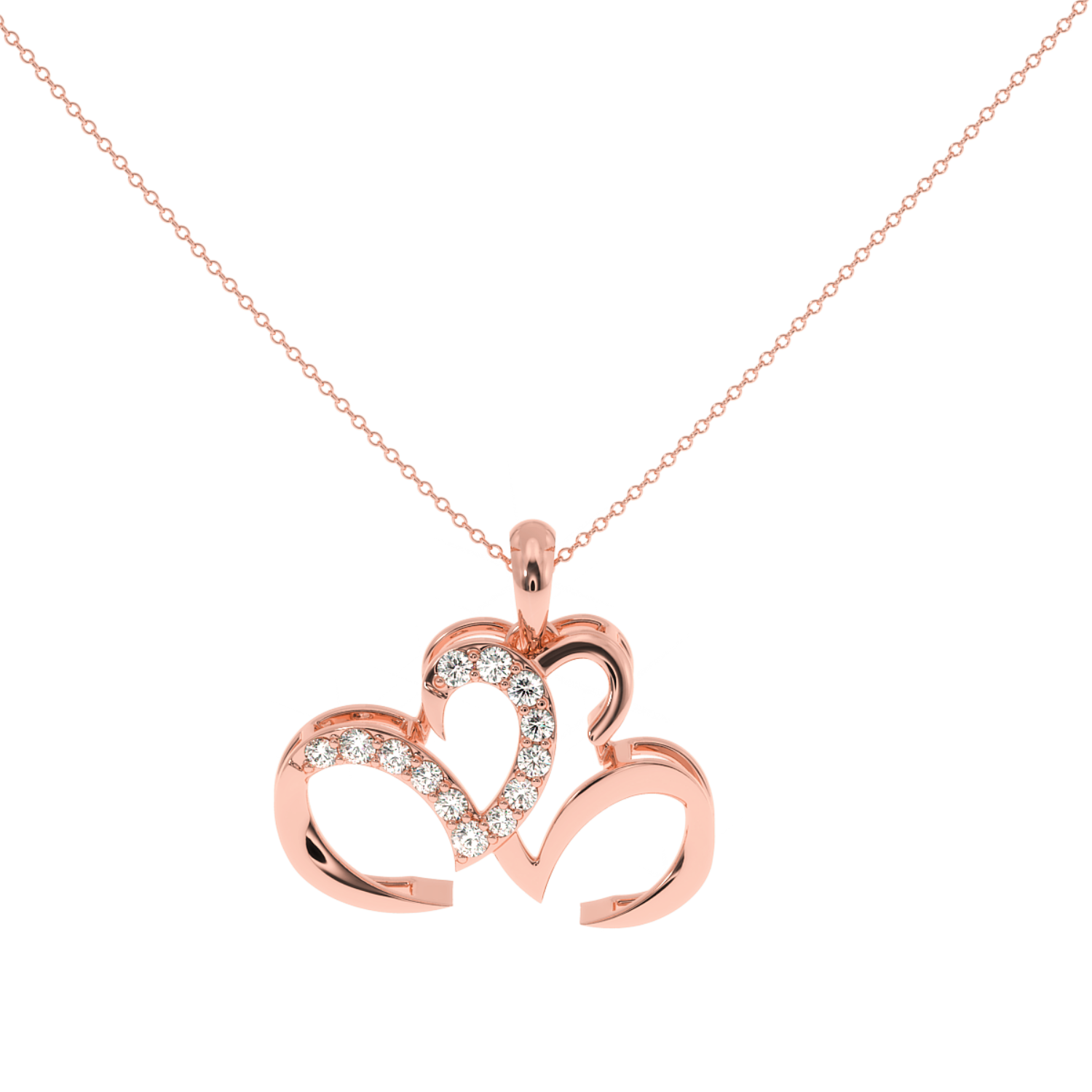 Solitairekart 0.14 Carat Lab Diamond Triple Heart Pendant Perfect Gift of Love