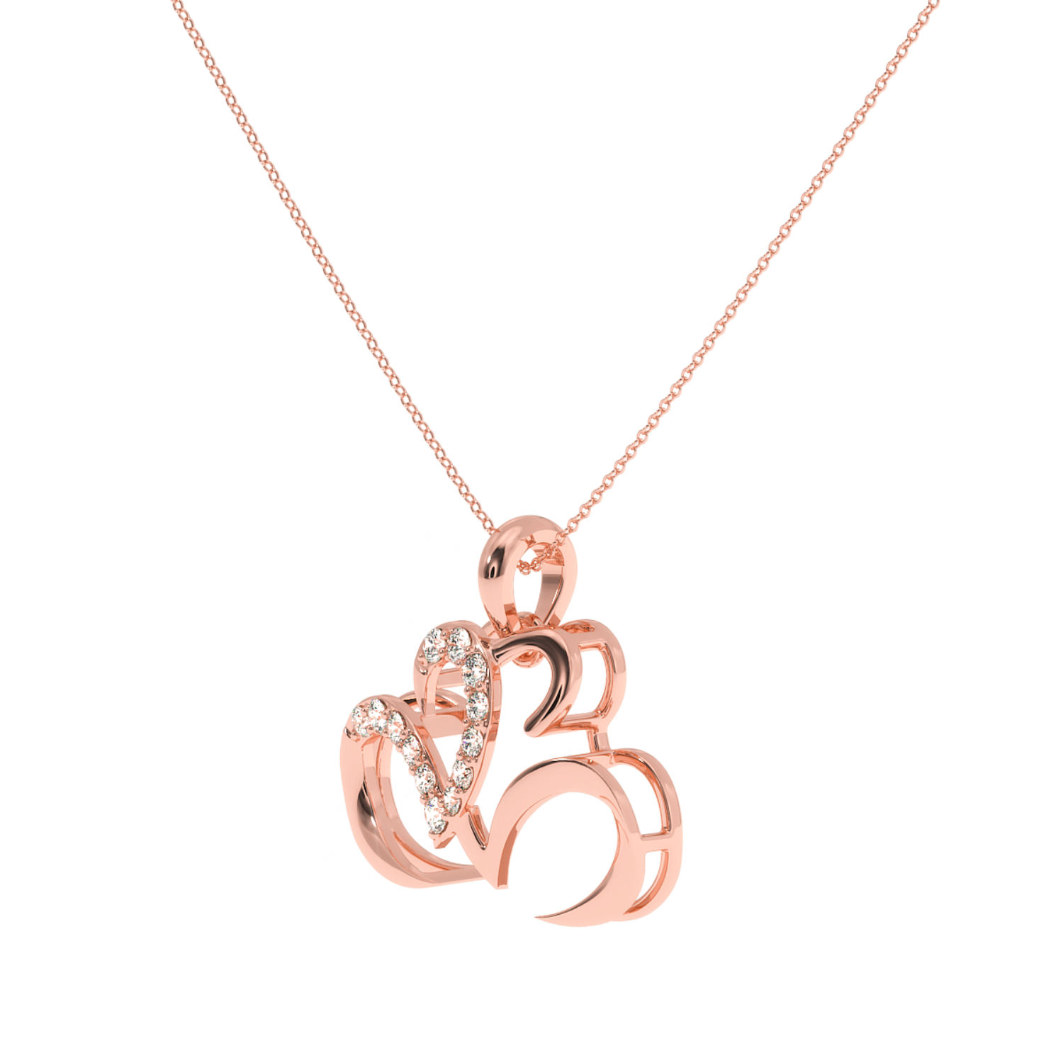 Solitairekart 0.14 Carat Lab Diamond Triple Heart Pendant Perfect Gift of Love