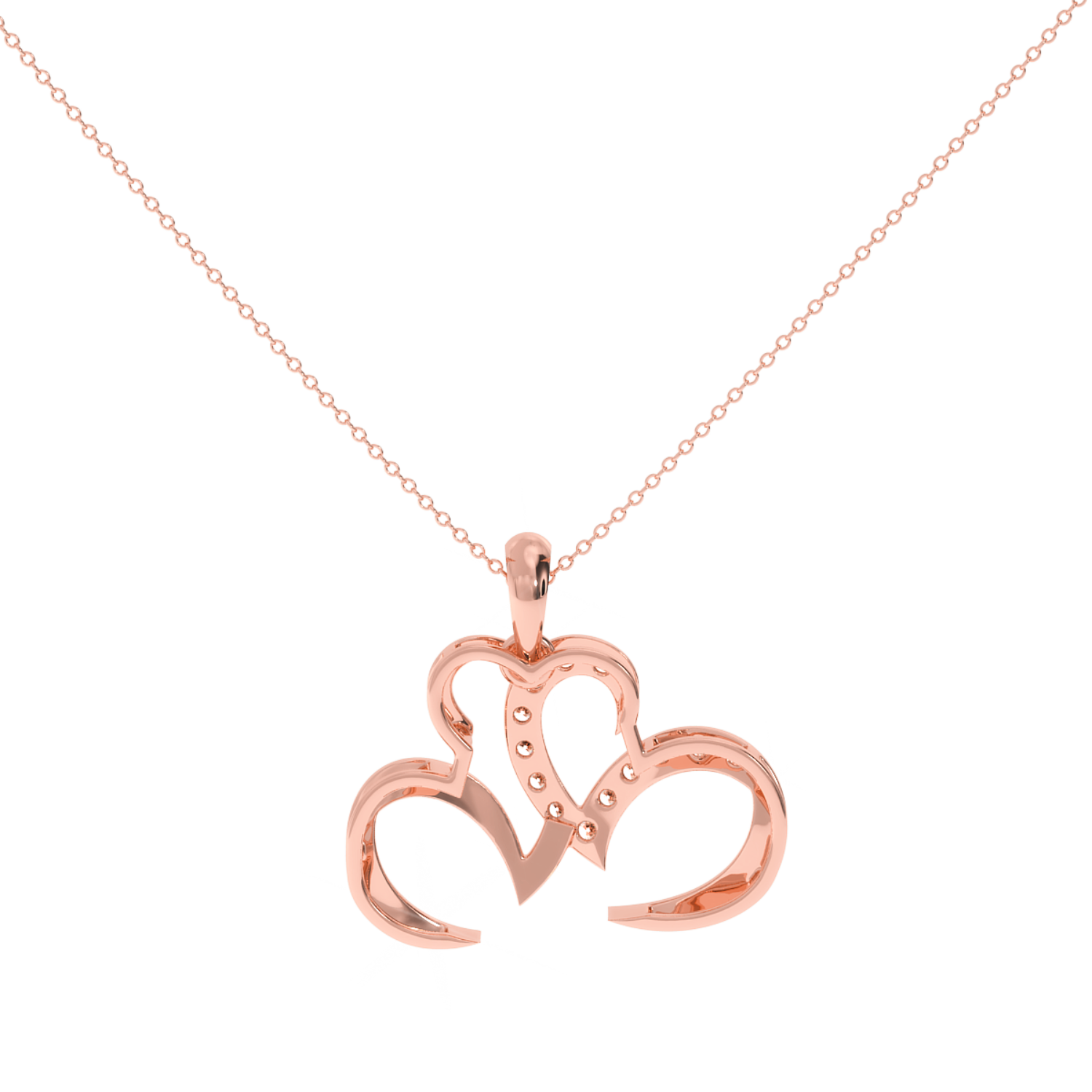 Solitairekart 0.14 Carat Lab Diamond Triple Heart Pendant Perfect Gift of Love