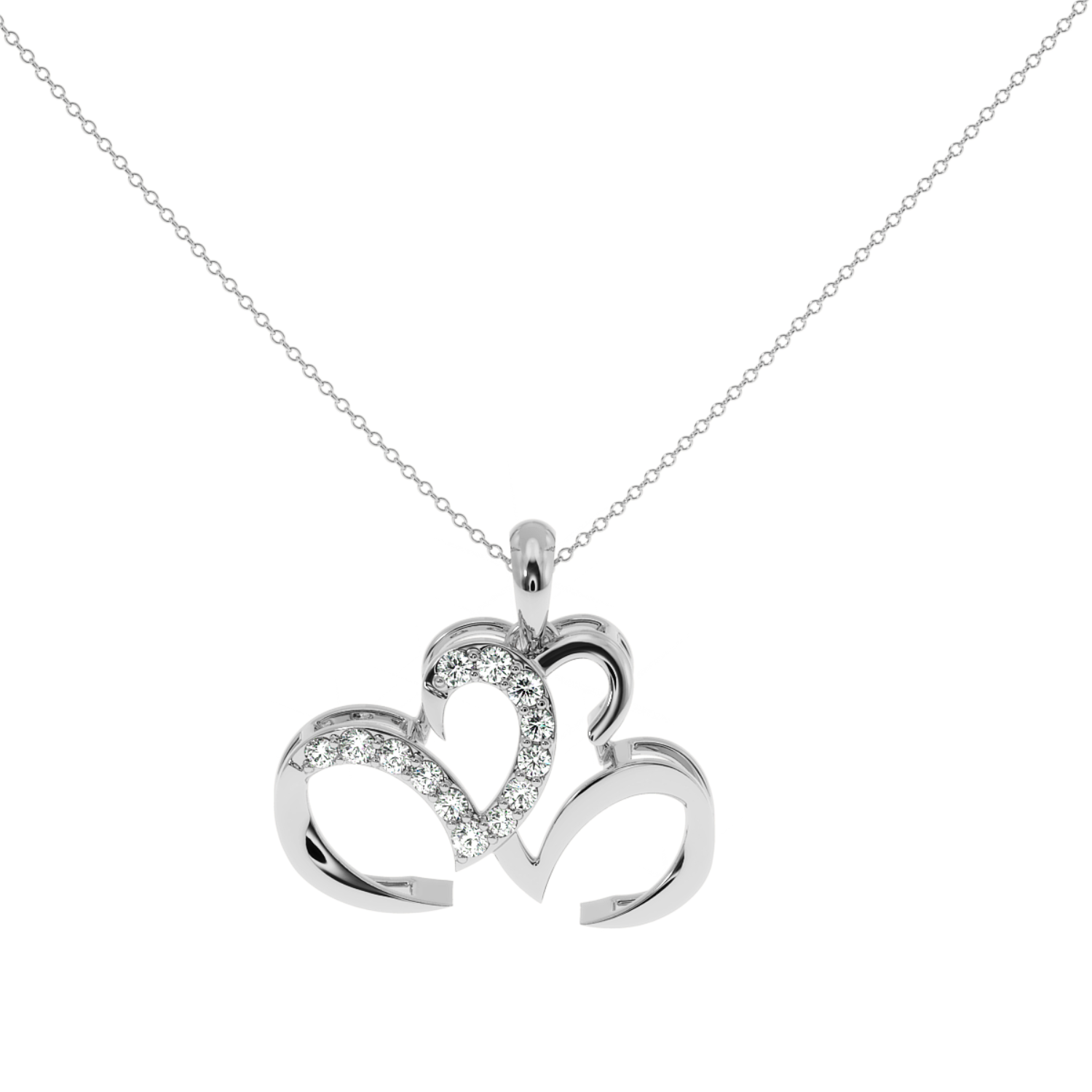 Solitairekart 0.14 Carat Lab Diamond Triple Heart Pendant Perfect Gift of Love