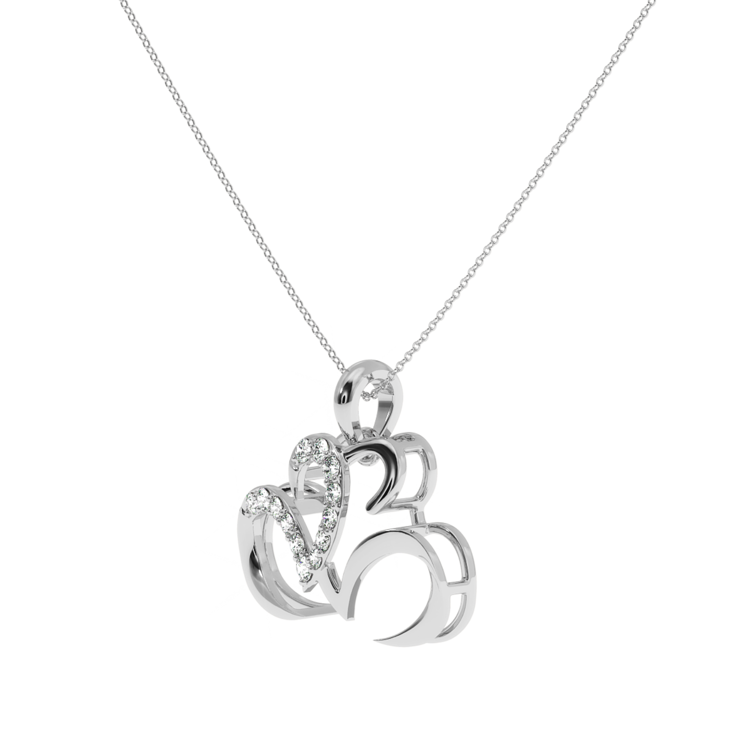 Solitairekart 0.14 Carat Lab Diamond Triple Heart Pendant Perfect Gift of Love