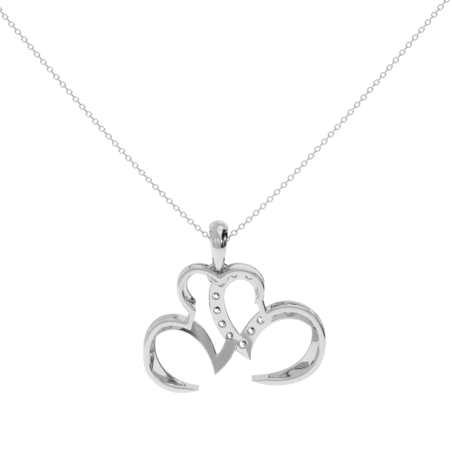 Solitairekart 0.14 Carat Lab Diamond Triple Heart Pendant Perfect Gift of Love