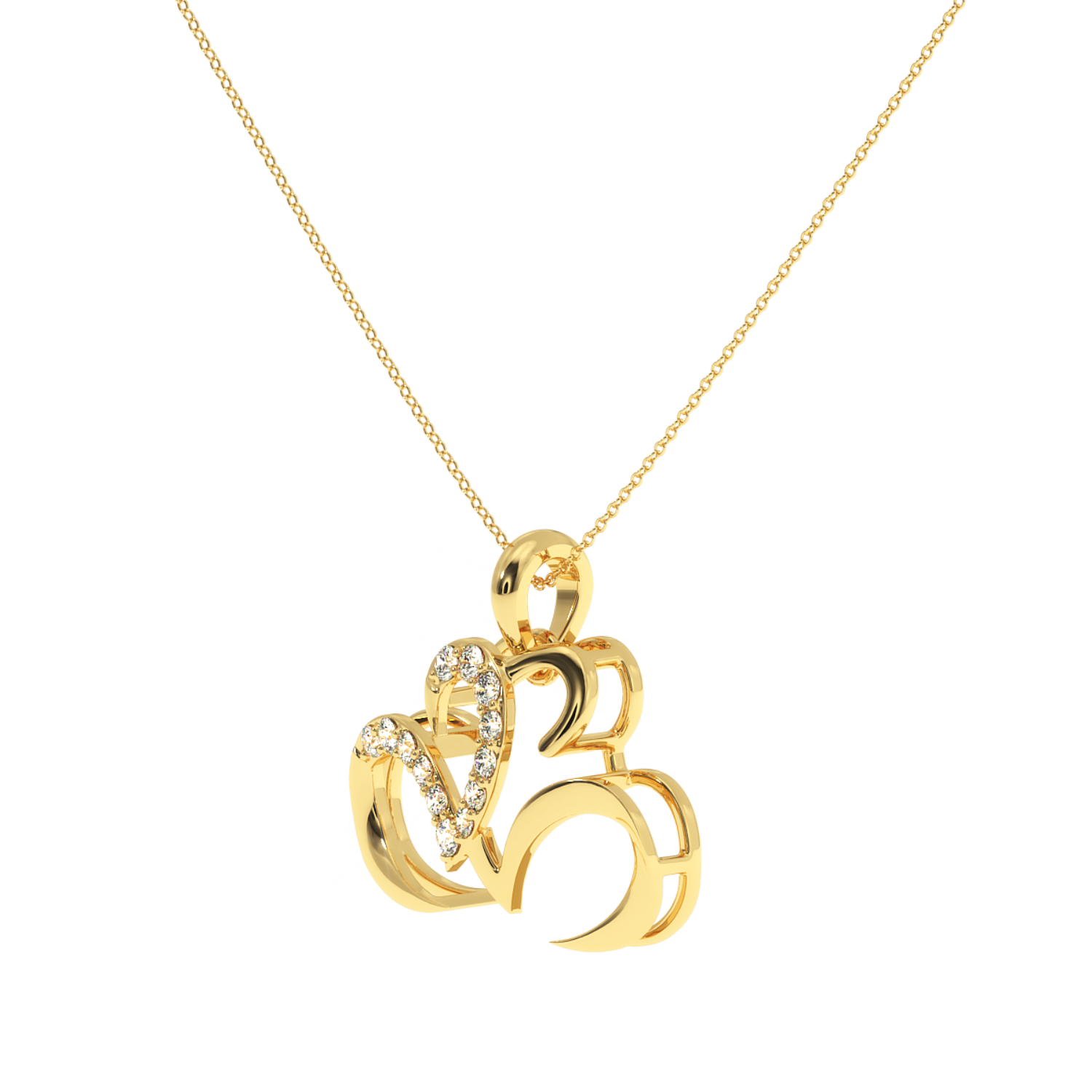 Solitairekart 0.14 Carat Lab Diamond Triple Heart Pendant Perfect Gift of Love