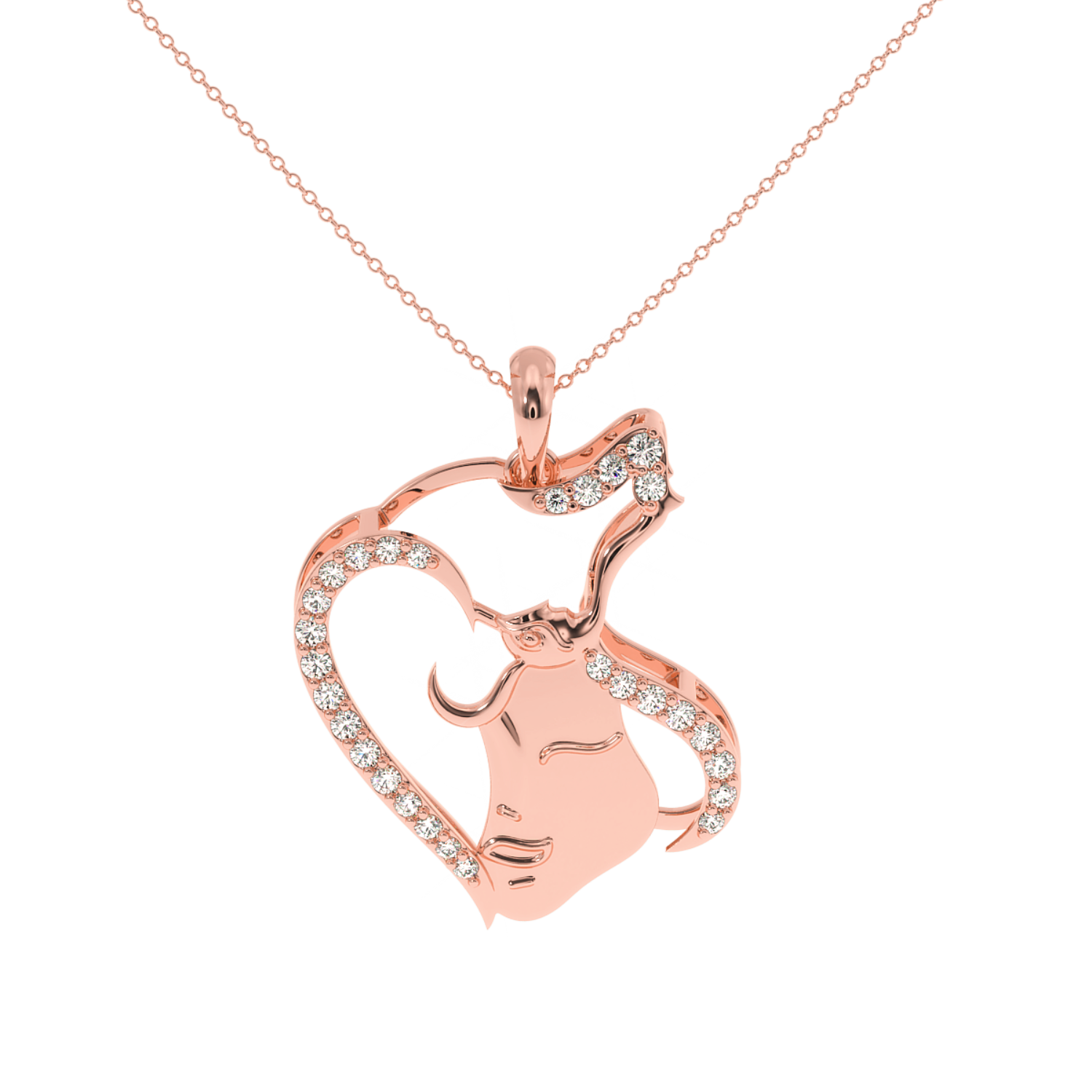 Solitairekart Mother & Child Heart Pendant-0.19 Carat Lab Grown Diamond