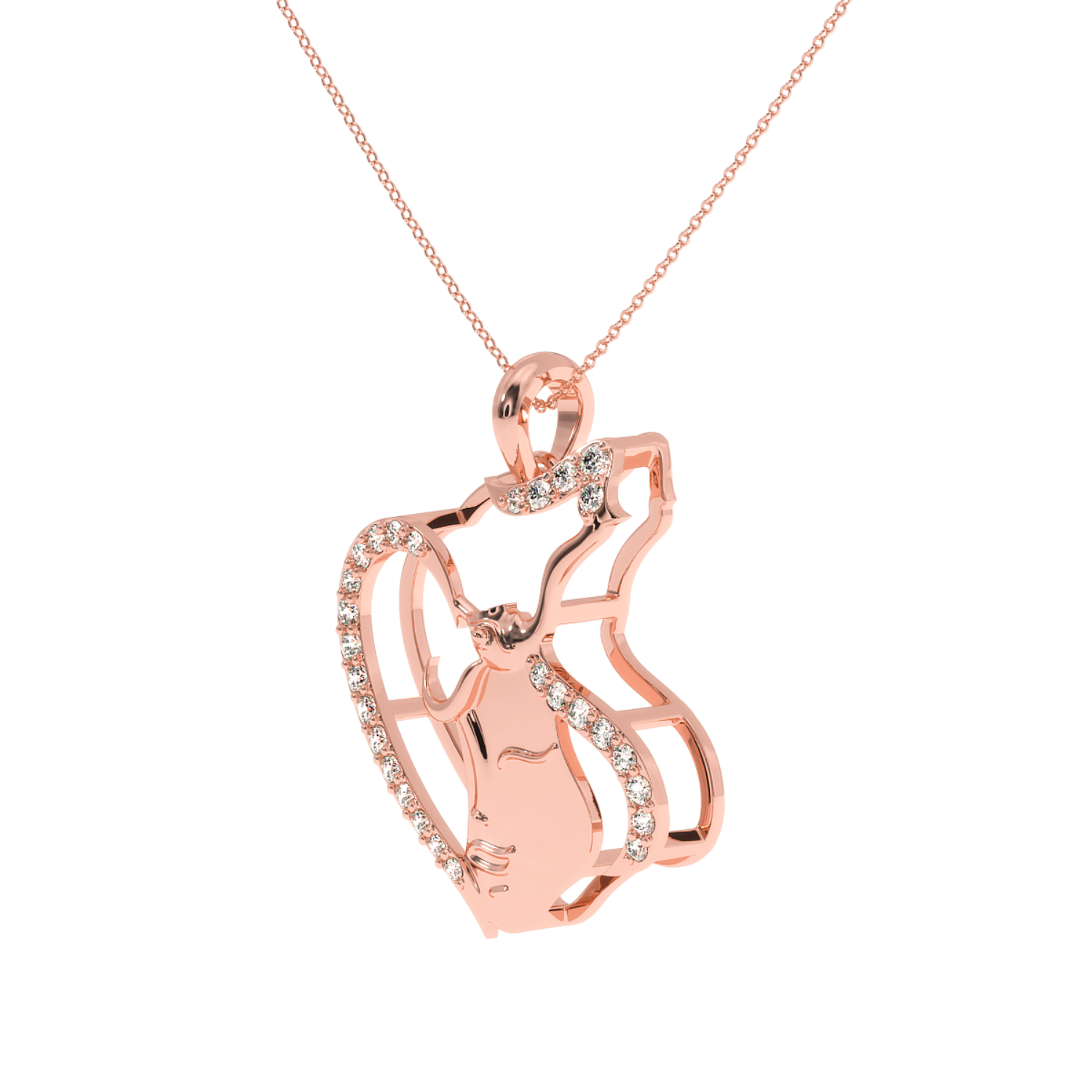 Solitairekart Mother & Child Heart Pendant-0.19 Carat Lab Grown Diamond