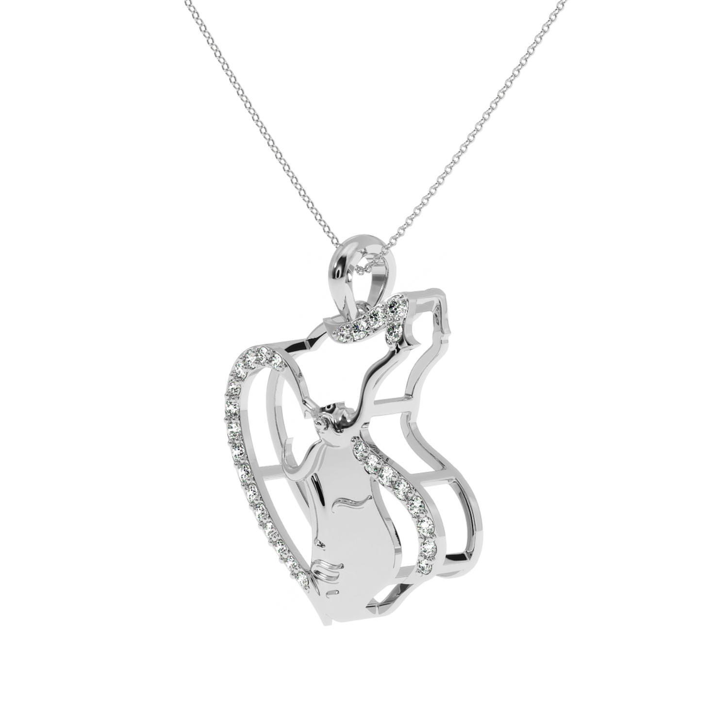 Solitairekart Mother & Child Heart Pendant-0.19 Carat Lab Grown Diamond