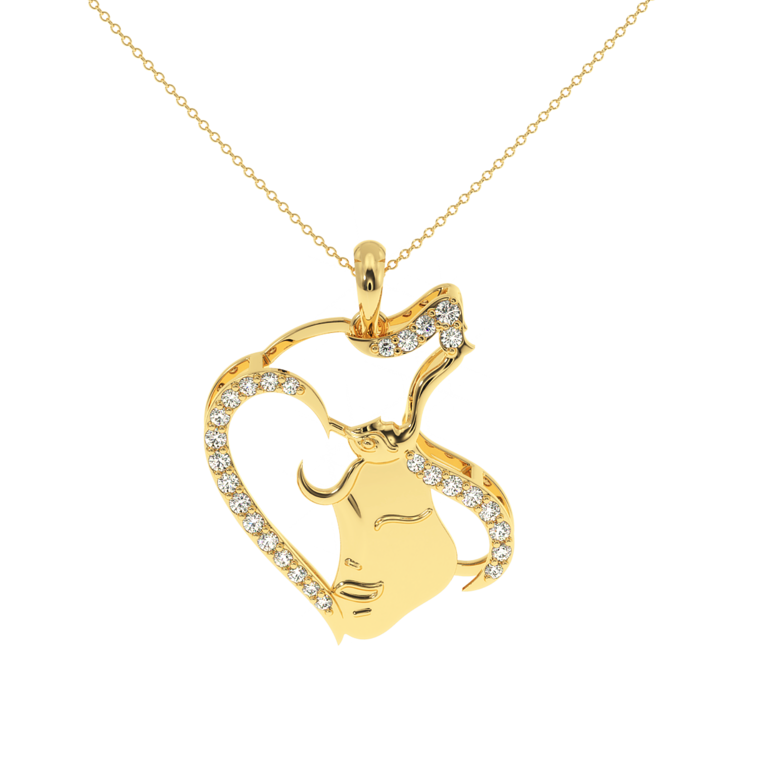 Solitairekart Mother & Child Heart Pendant-0.19 Carat Lab Grown Diamond
