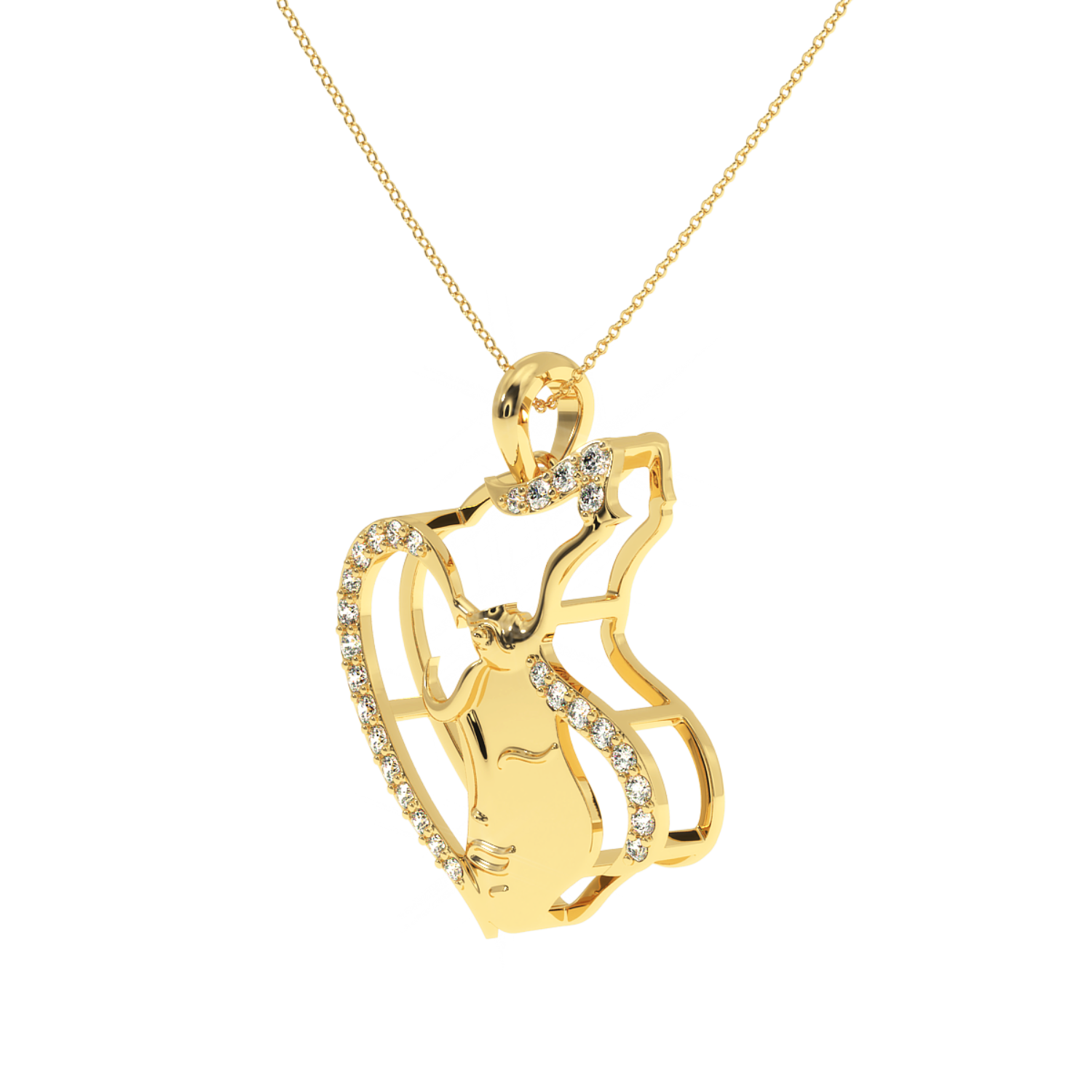 Solitairekart Mother & Child Heart Pendant-0.19 Carat Lab Grown Diamond