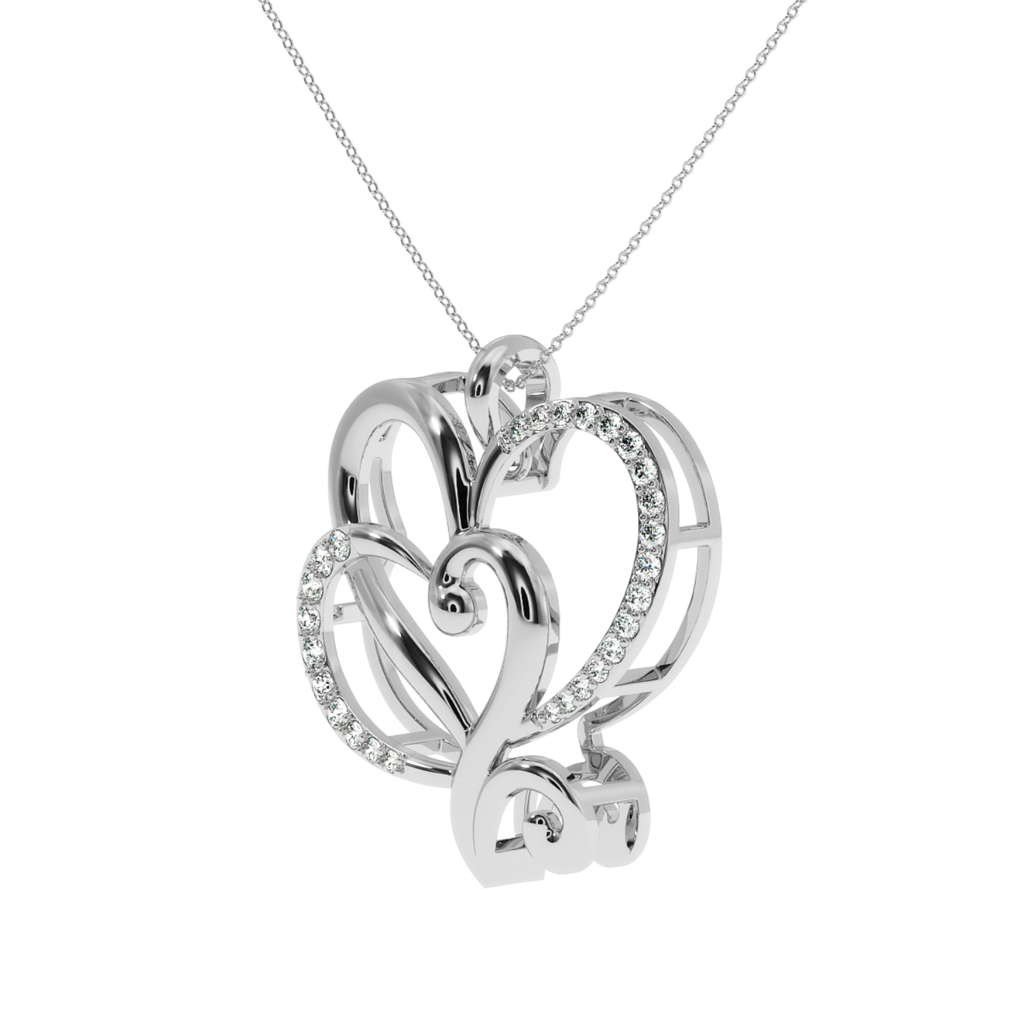Solitairekart Intertwined Hearts Pendant - 0.20 Carat Lab Grown Diamond