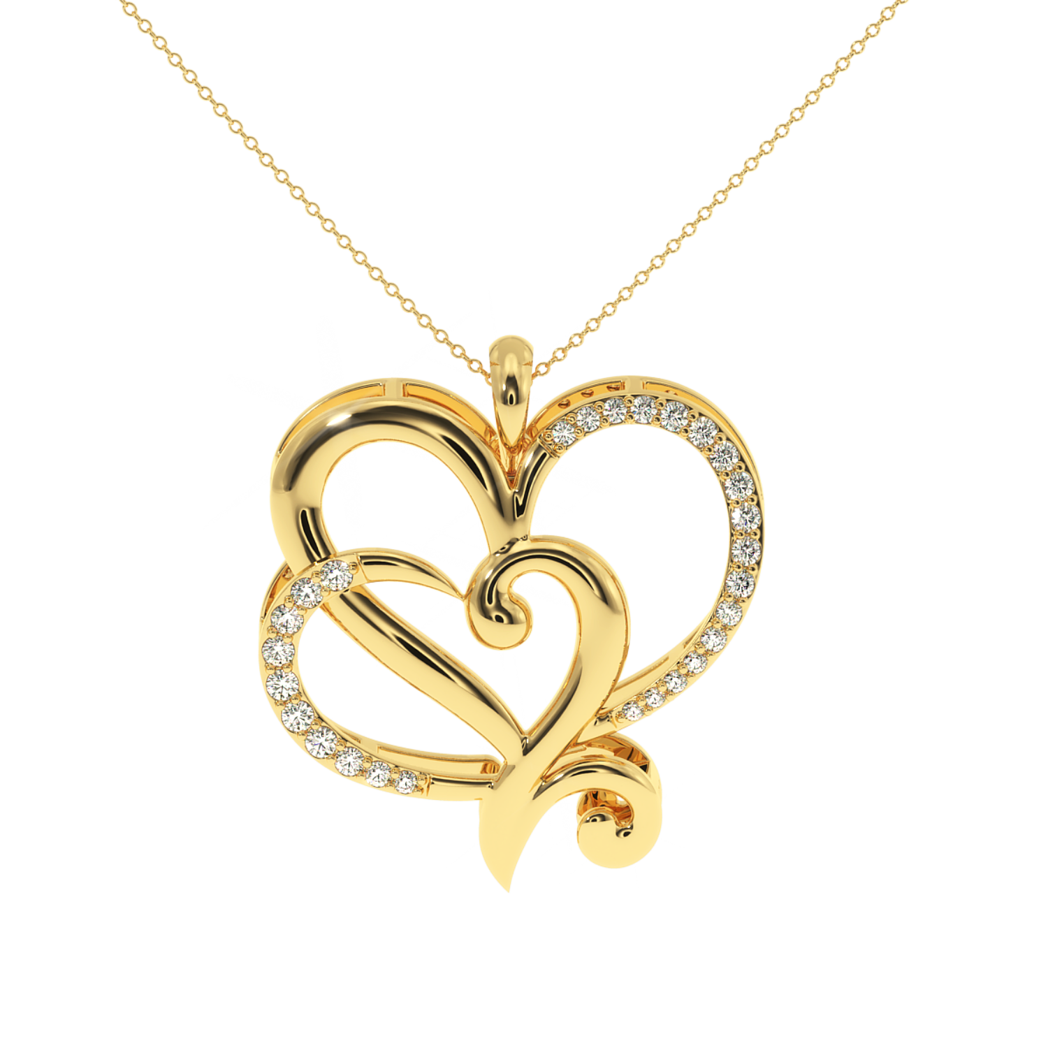 Solitairekart Intertwined Hearts Pendant - 0.20 Carat Lab Grown Diamond