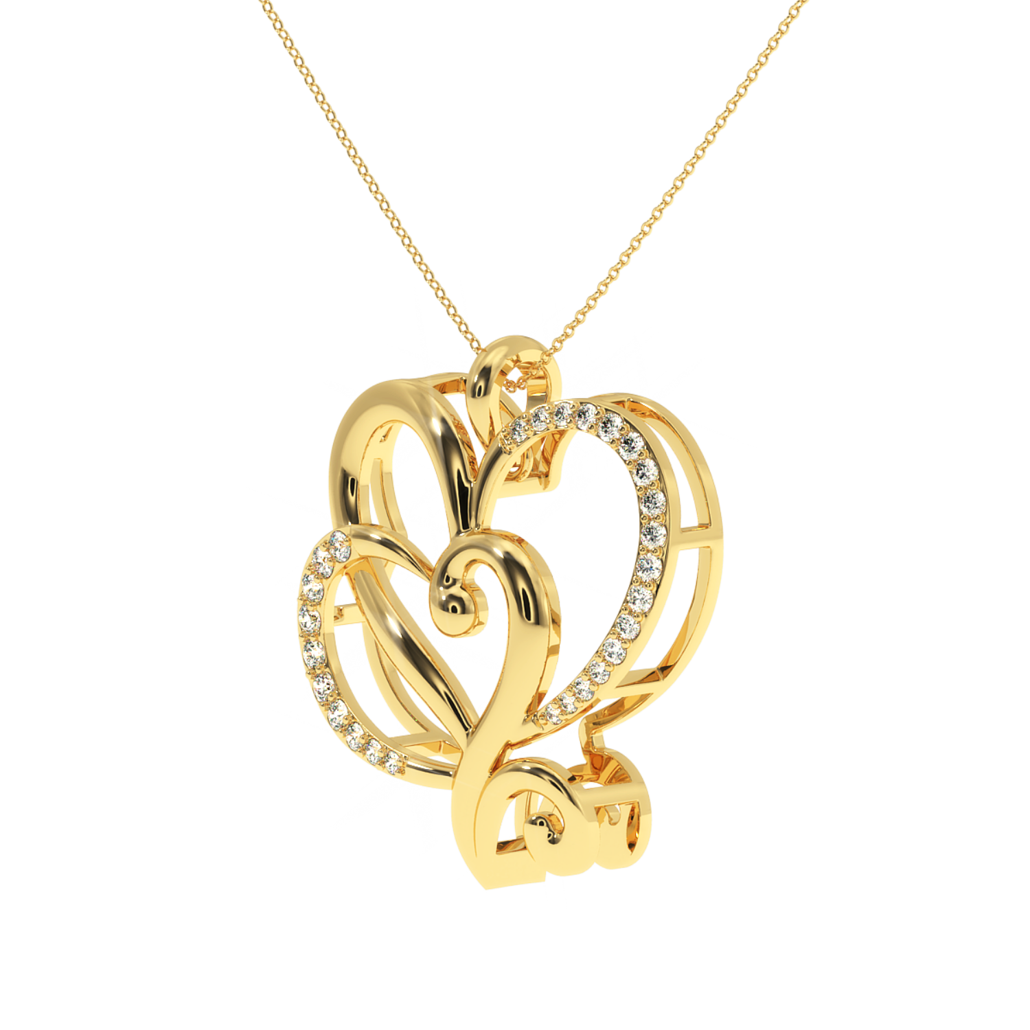 Solitairekart Intertwined Hearts Pendant - 0.20 Carat Lab Grown Diamond