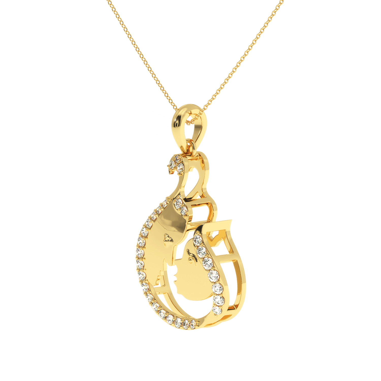 Solitairekart 0.20 Carat Mother and Child Lab Diamond Pendant