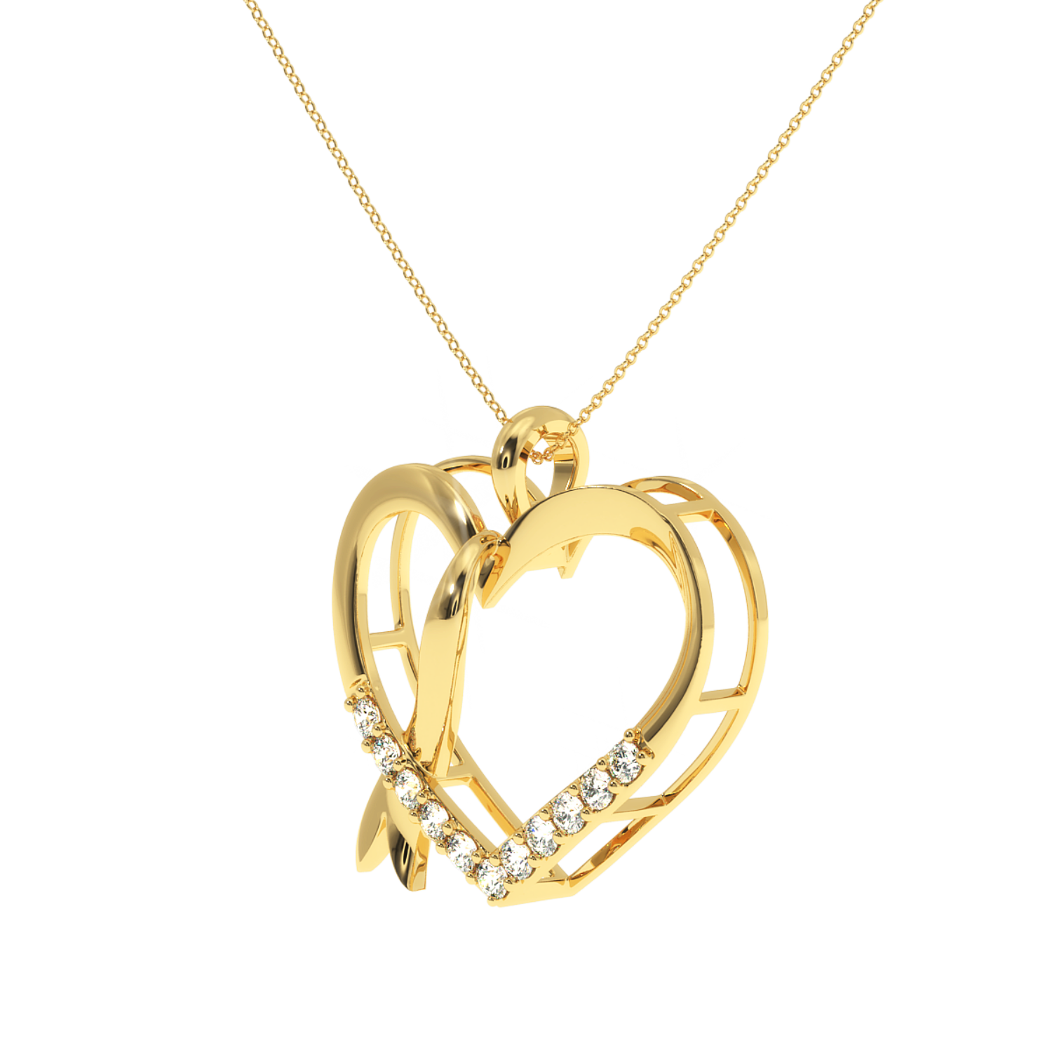 Buy Delicate Open Heart Diamond Pendant | Solitairekart
