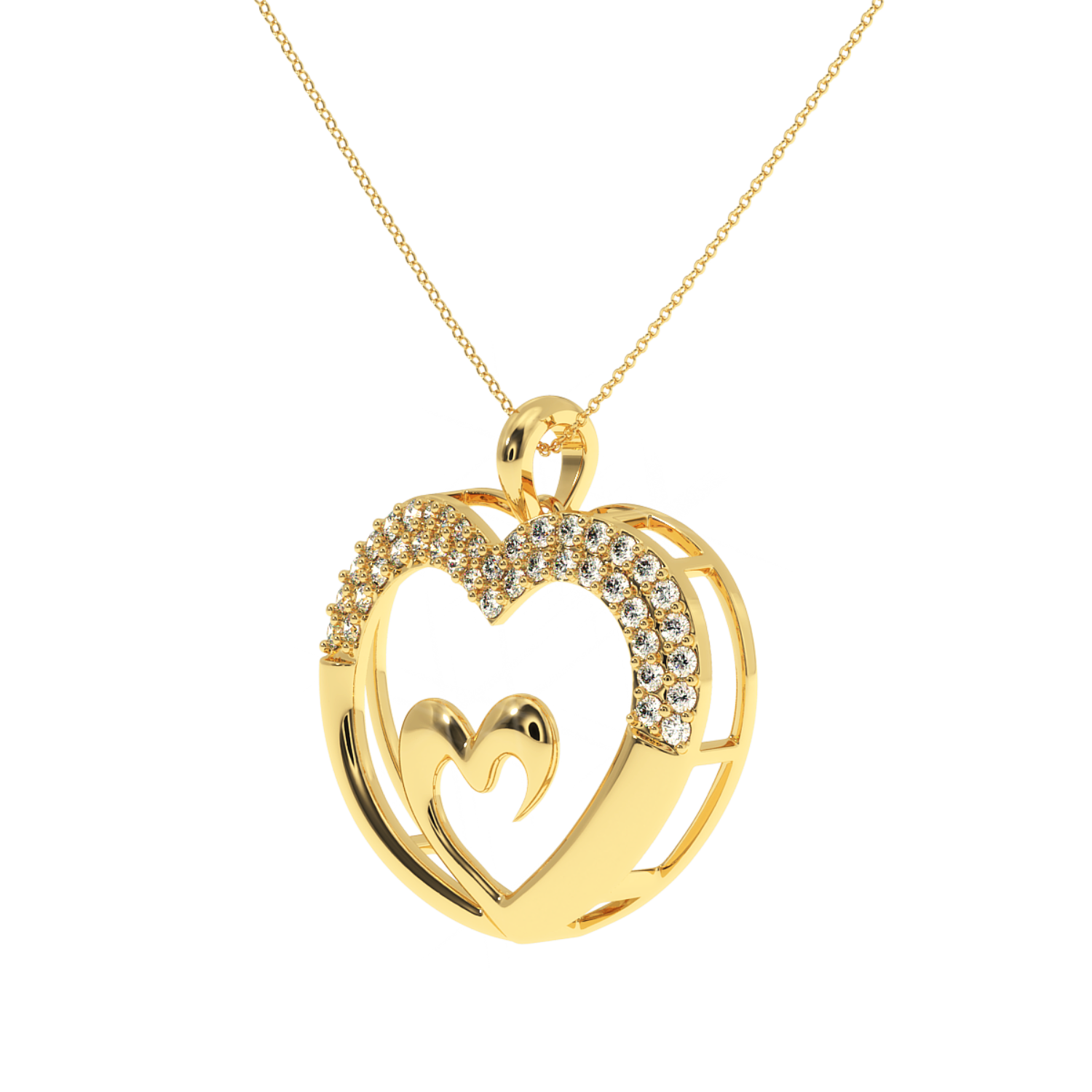 Buy Love Forever Double Heart Diamond Pendant |Solitairekart