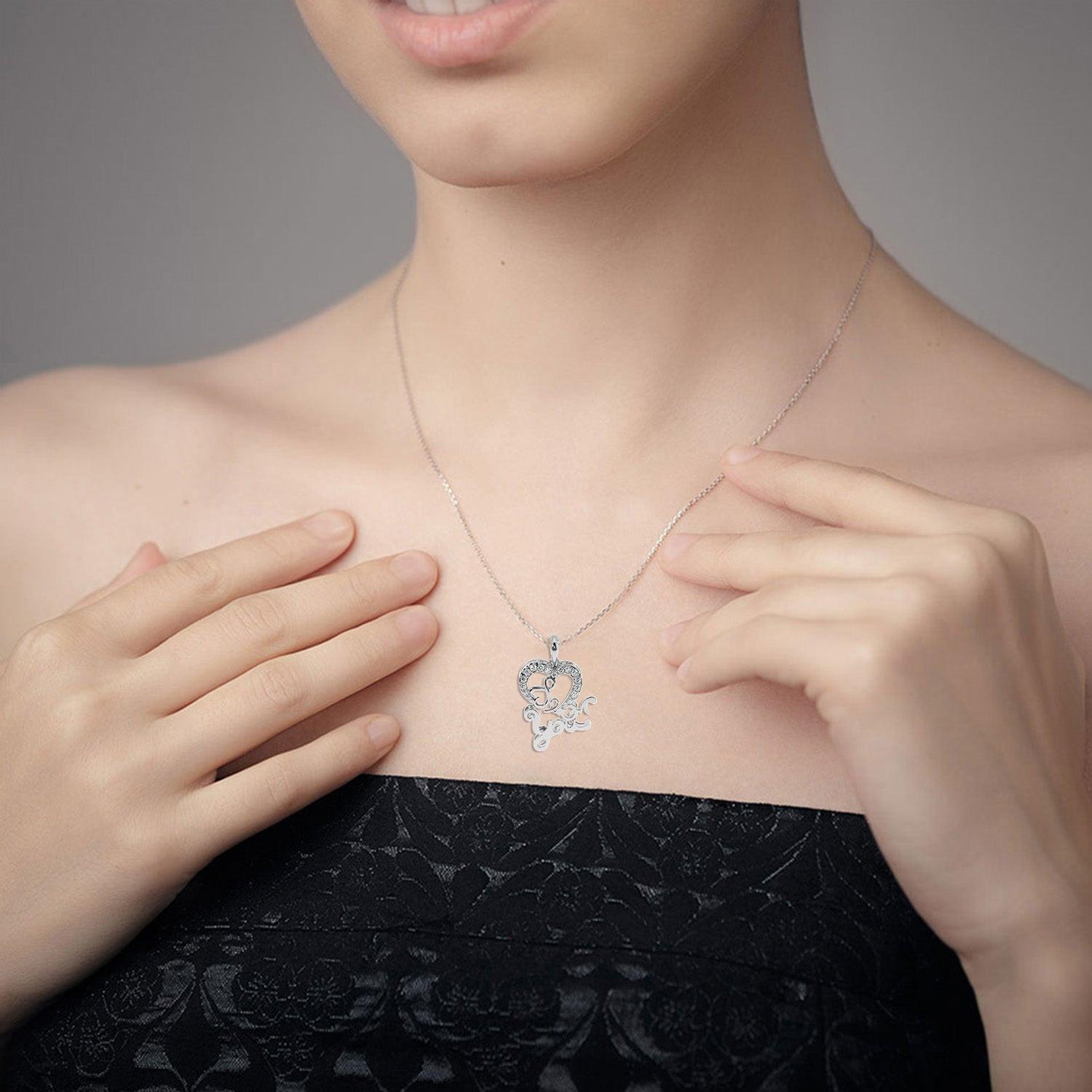 Solitairekart Scripted Heart of Love 0.18ct Lab Grown Diamond Pendant